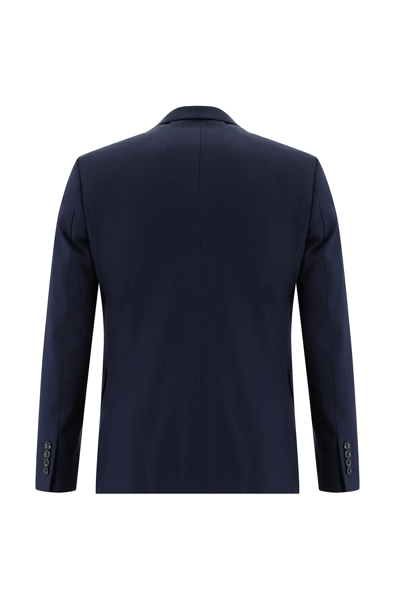 Koyu Lacivert 7 Drop Super Slim Fit Eksra Dar Kesim Çizgili Kruvaze Takım Elbise - Image 3
