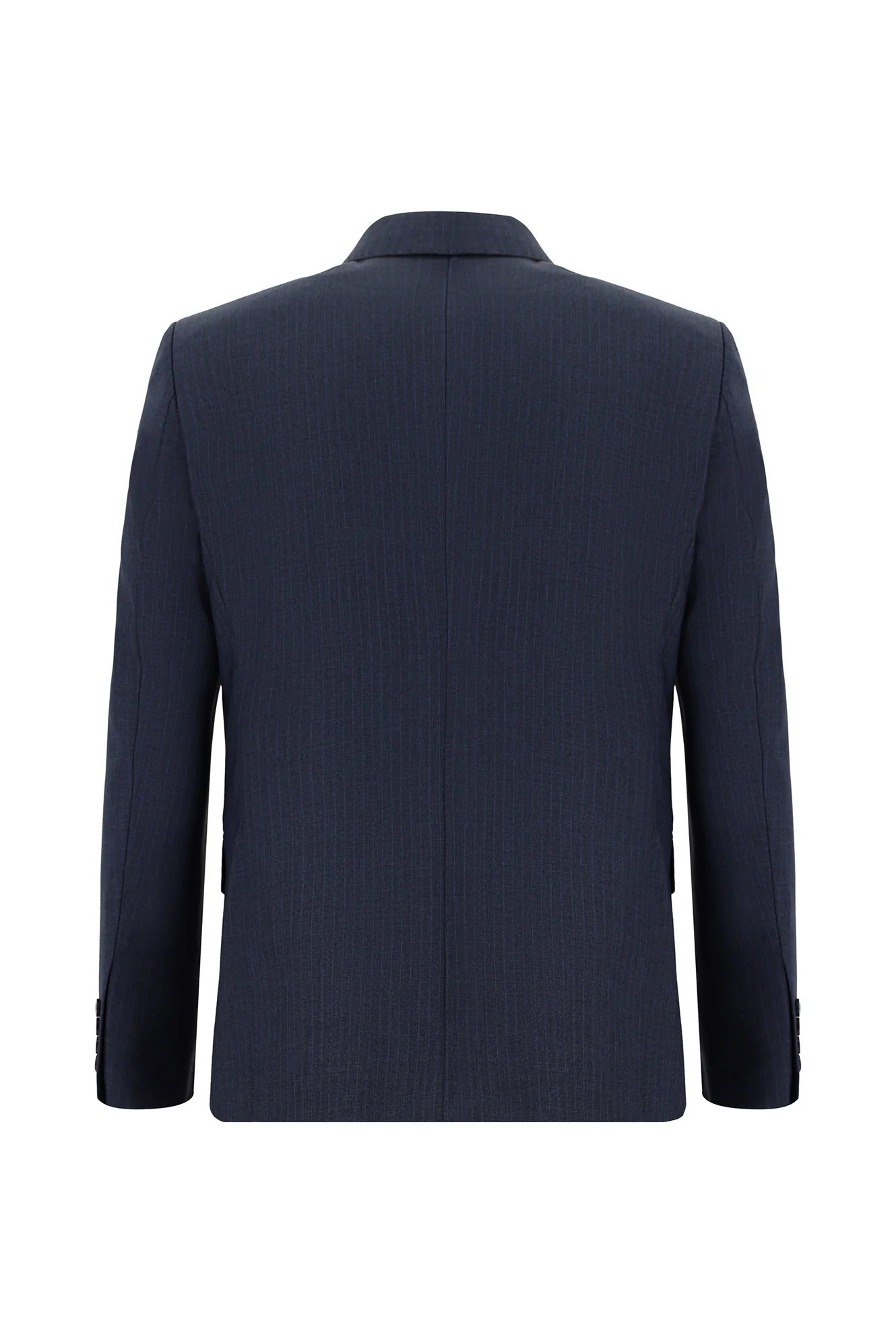 Koyu Lacivert 7 Drop Super Slim Fit Eksra Dar Kesim Çizgili Kruvaze Takım Elbise - Image 3
