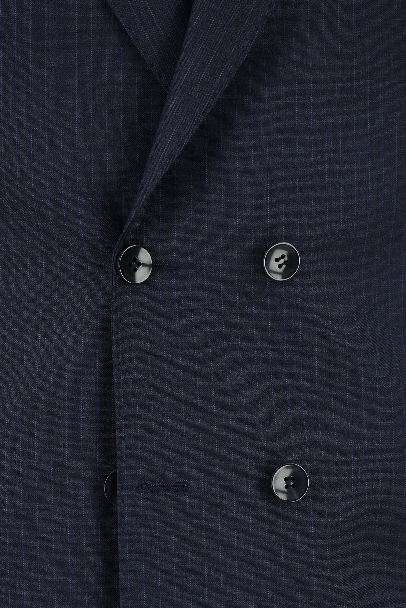 Koyu Lacivert 7 Drop Super Slim Fit Eksra Dar Kesim Çizgili Kruvaze Takım Elbise - Image 4