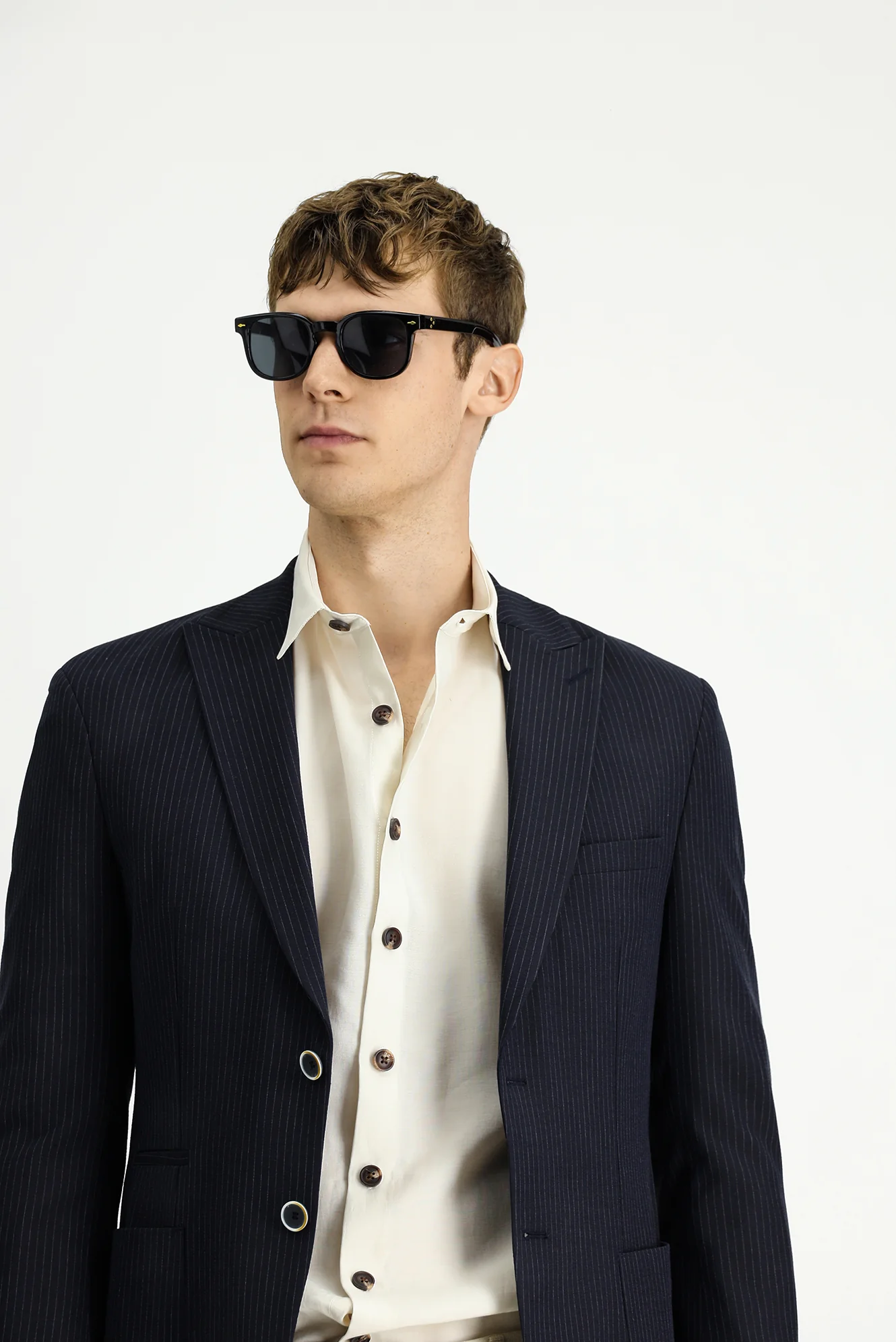 Koyu Lacivert 7 Drop Super Slim Fit Eksra Dar Kesim Çizgili Likralı Spor Ceket