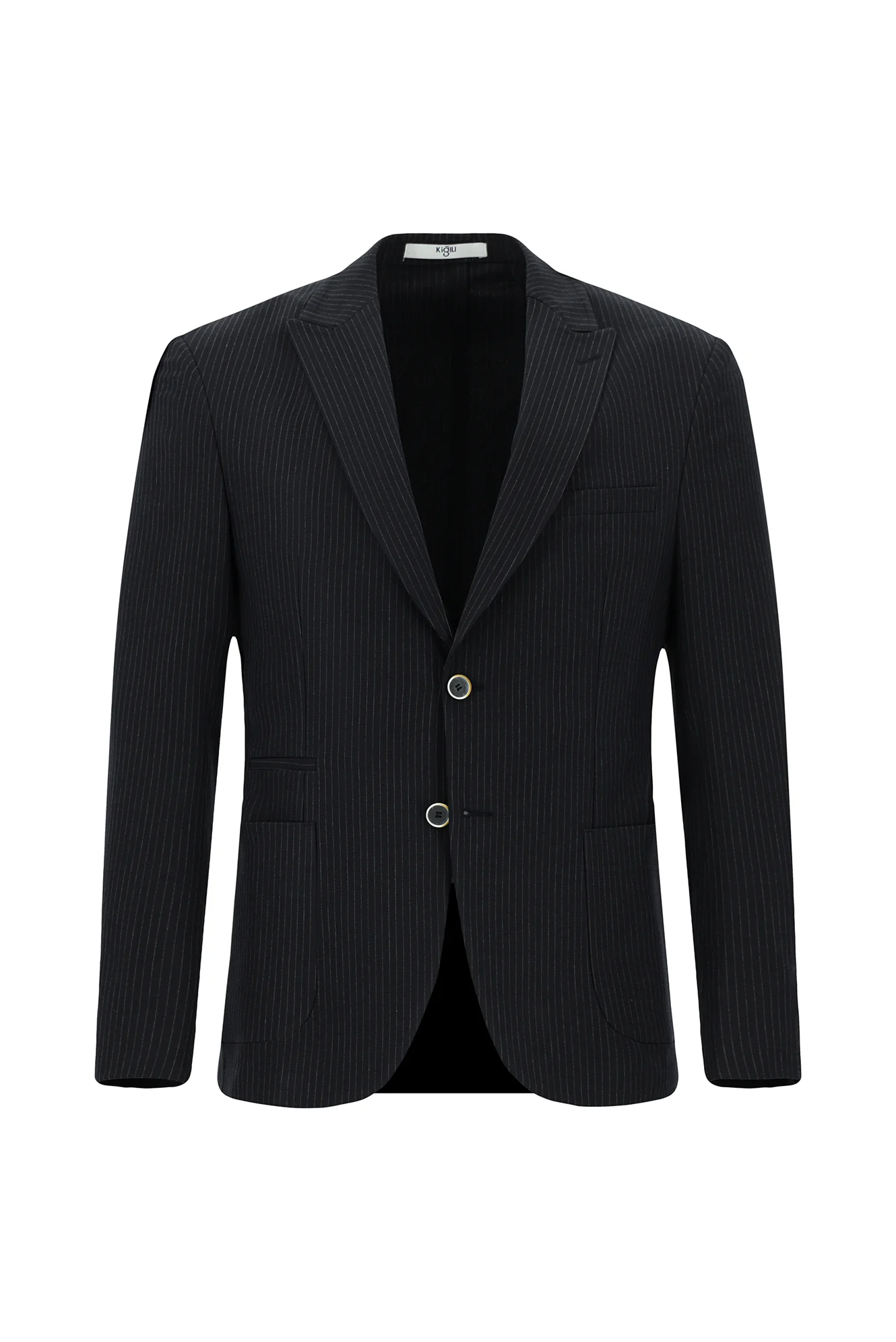 Koyu Lacivert 7 Drop Super Slim Fit Eksra Dar Kesim Çizgili Likralı Spor Ceket - Image 7