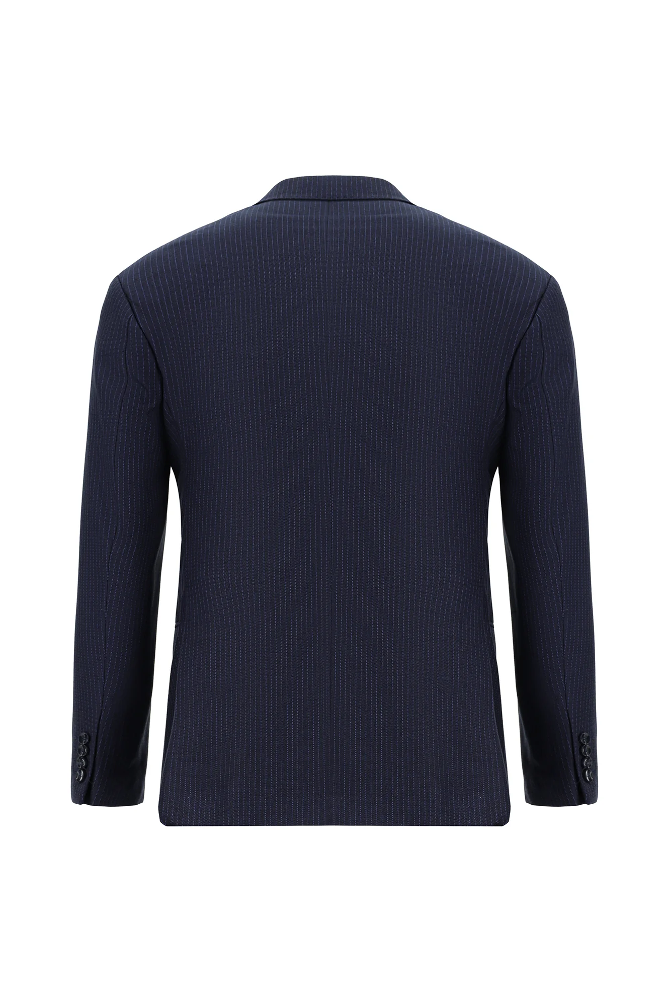 Koyu Lacivert 7 Drop Super Slim Fit Eksra Dar Kesim Çizgili Yünlü Kruvaze Takım Elbise - Image 3