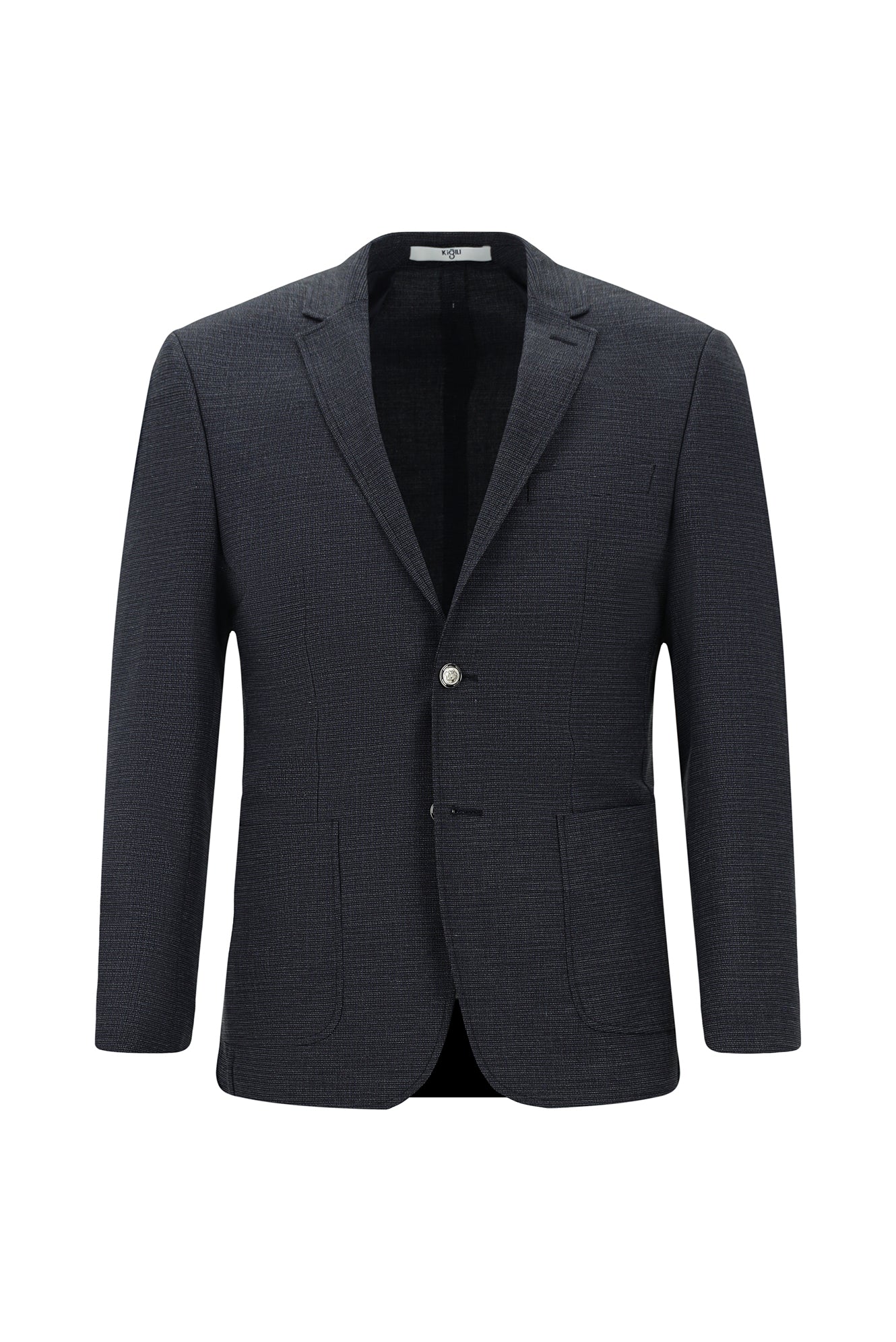 Koyu Lacivert 7 Drop Super Slim Fit Eksra Dar Kesim Desenli Beli Lastikli İpli Spor Takım Elbise - Image 2