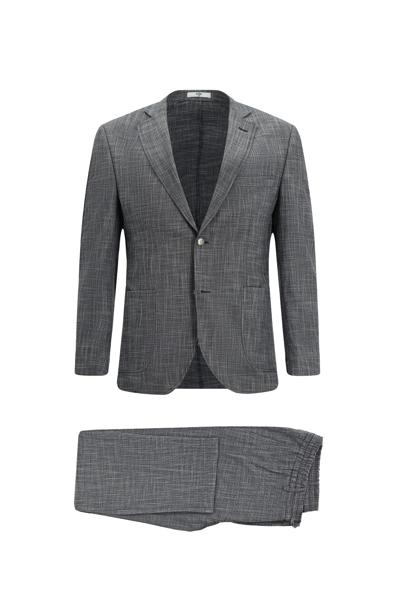 Koyu Lacivert 7 Drop Super Slim Fit Eksra Dar Kesim Desenli Beli Lastikli İpli Takım Elbise