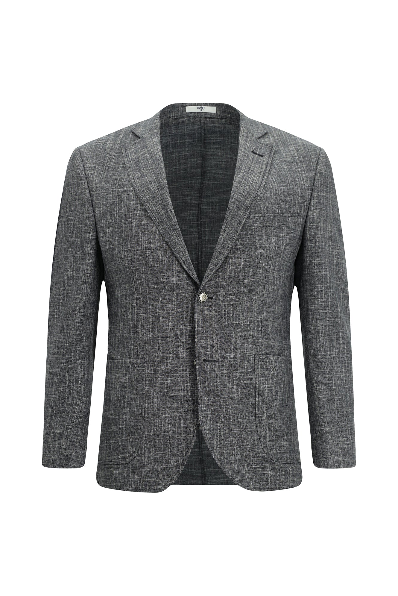 Koyu Lacivert 7 Drop Super Slim Fit Eksra Dar Kesim Desenli Beli Lastikli İpli Takım Elbise - Image 2
