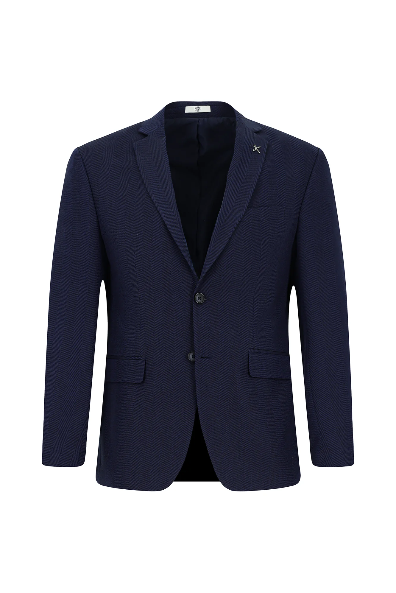 Koyu Lacivert 7 Drop Super Slim Fit Eksra Dar Kesim Desenli Blazer Ceket - Image 7