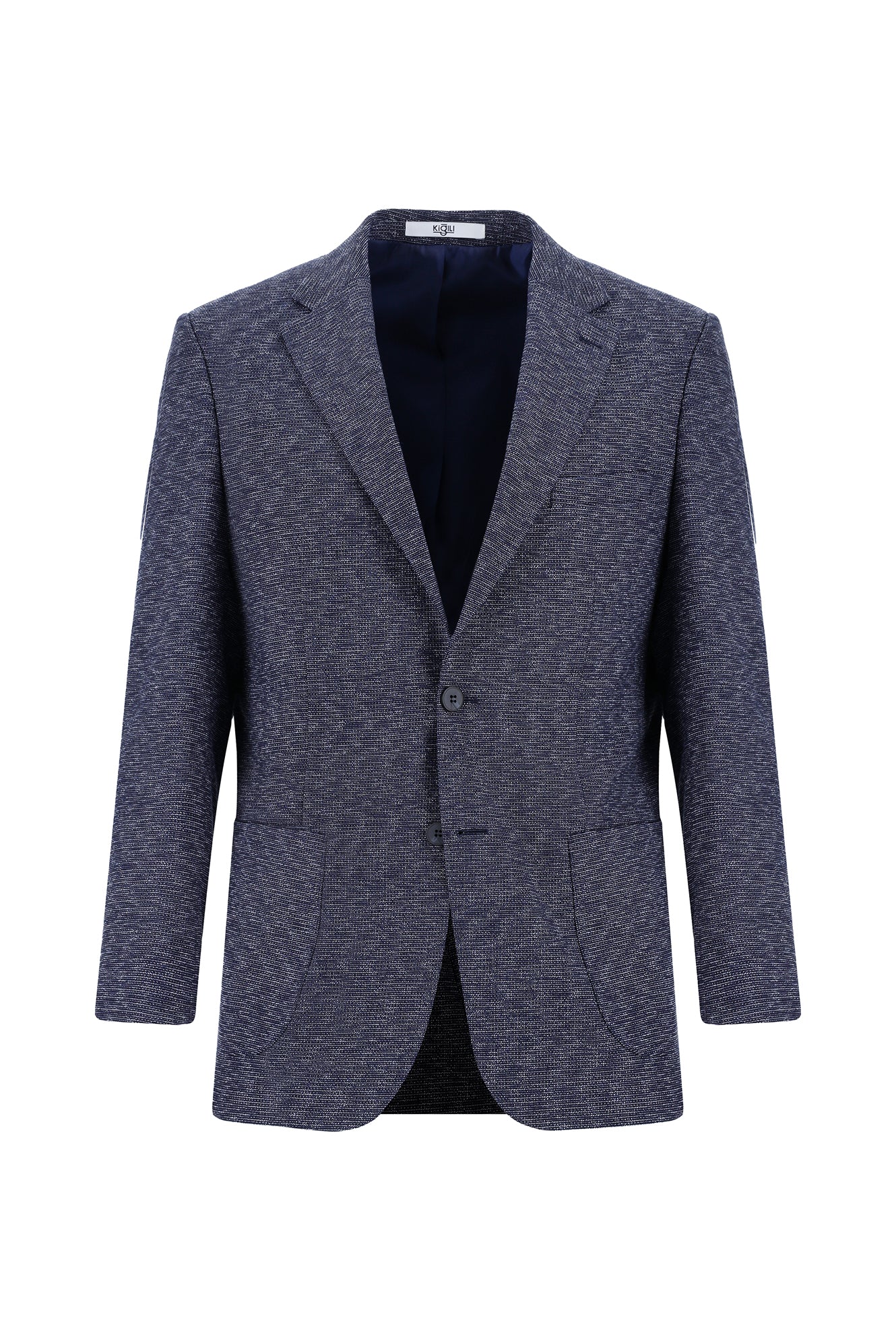 Koyu Lacivert 7 Drop Super Slim Fit Eksra Dar Kesim Desenli Ceket