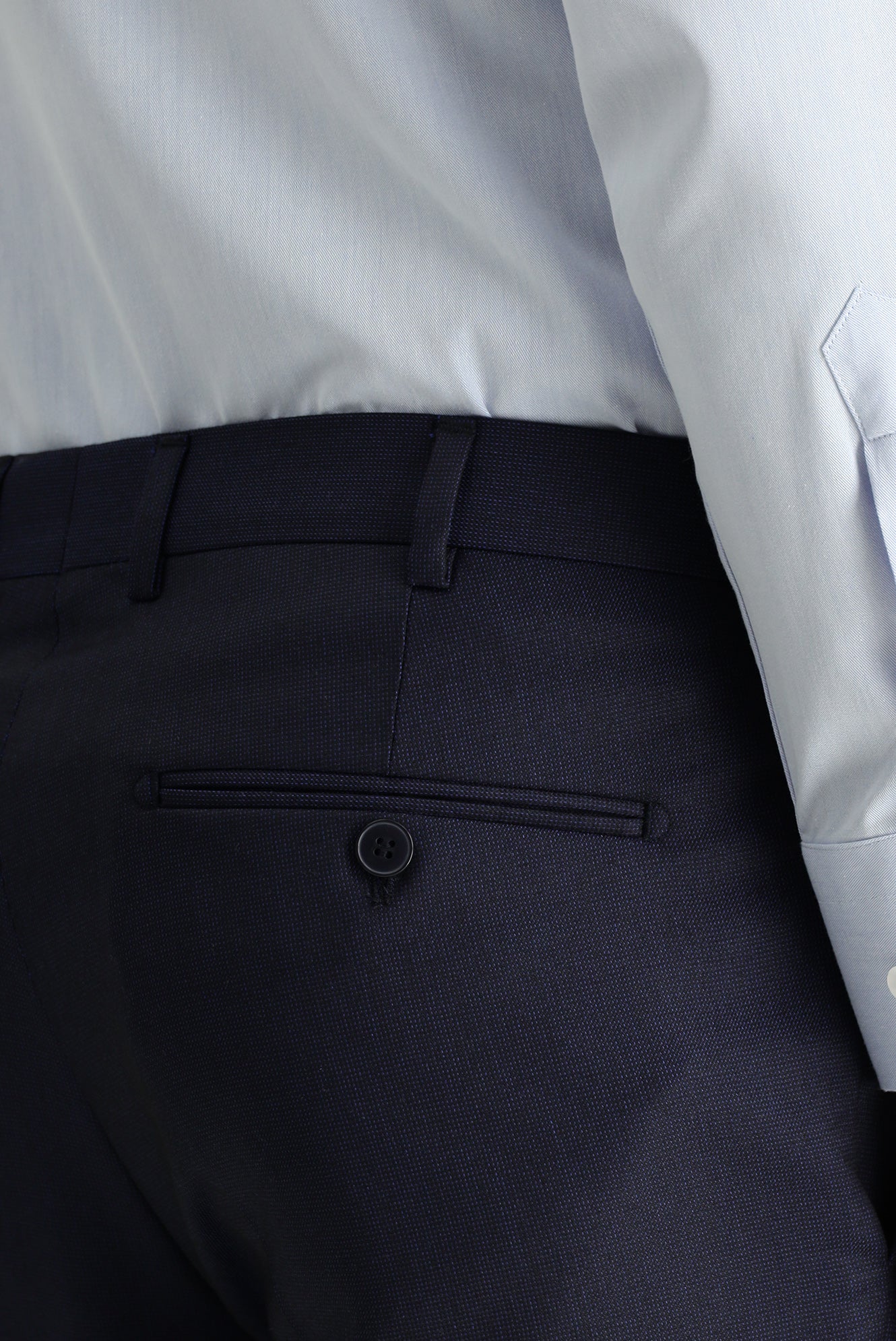 Koyu Lacivert 7 Drop Super Slim Fit Eksra Dar Kesim Desenli Likralı Klasik Kumaş Pantolon - Image 5