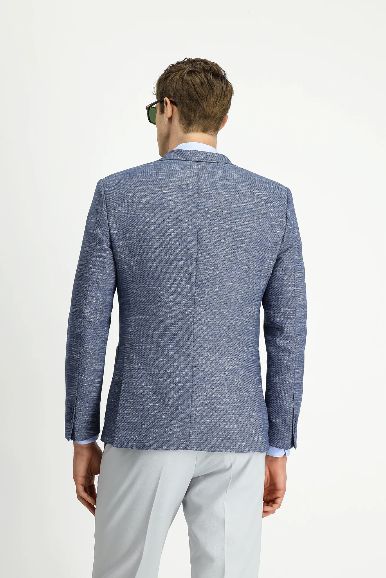 Koyu Lacivert 7 Drop Super Slim Fit Eksra Dar Kesim Desenli Spor Ceket - Image 5