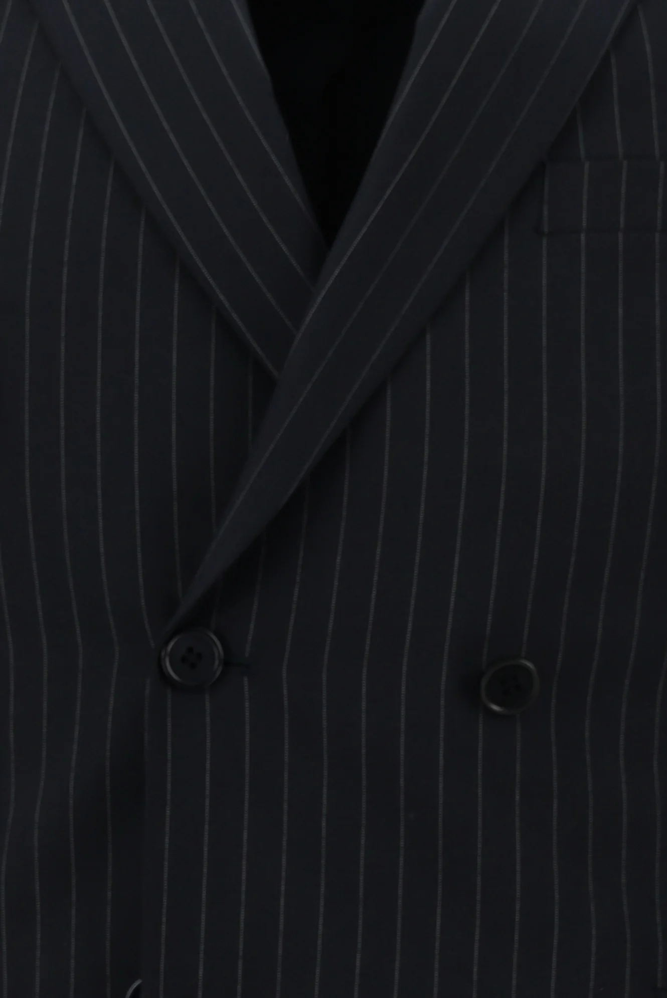 Koyu Lacivert 7 Drop Super Slim Fit Eksra Dar Kesim Çizgili Kruvaze Takım Elbise - Image 4