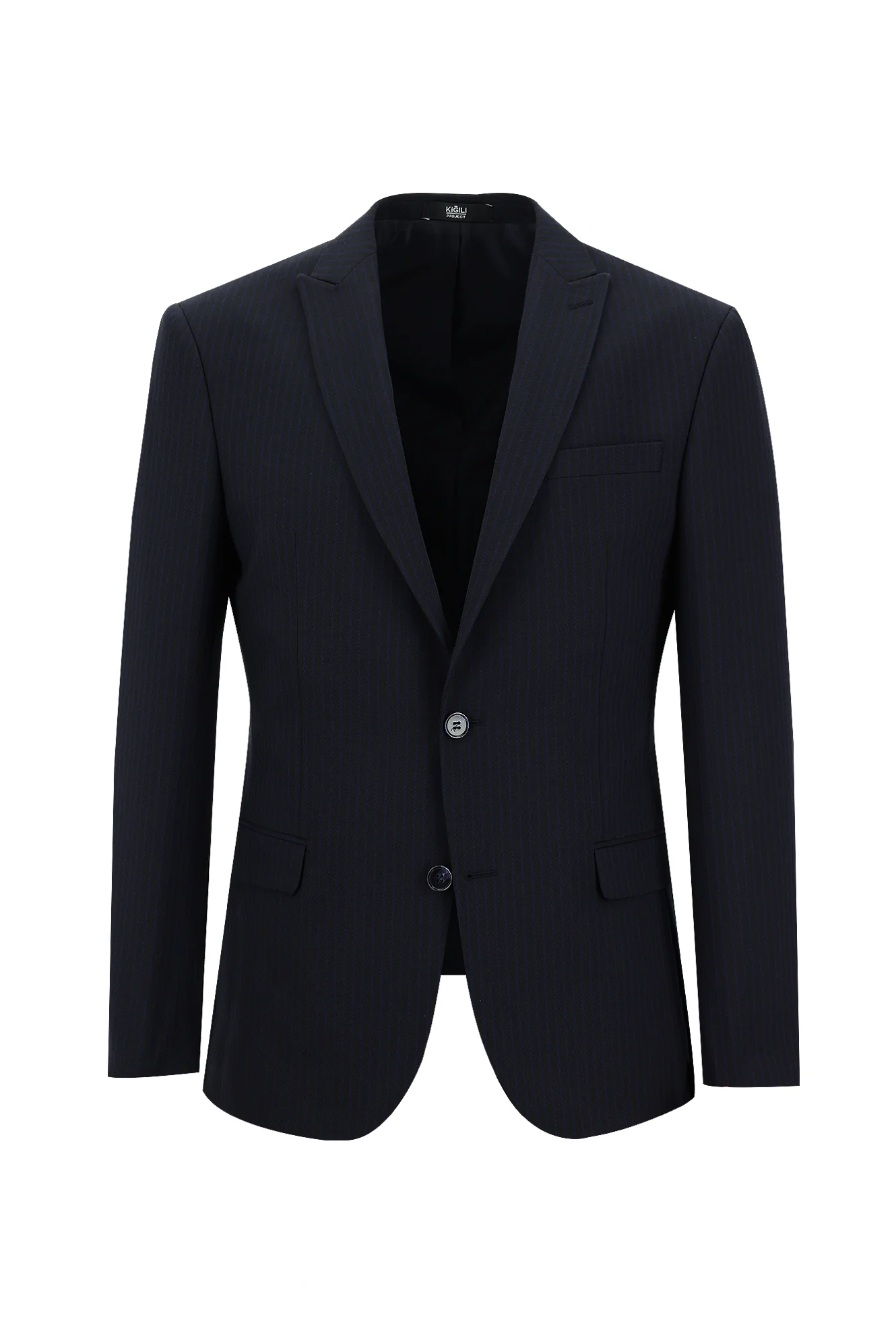 Koyu Lacivert 7 Drop Super Slim Fit Eksra Dar Kesim Çizgili Takım Elbise - Image 2