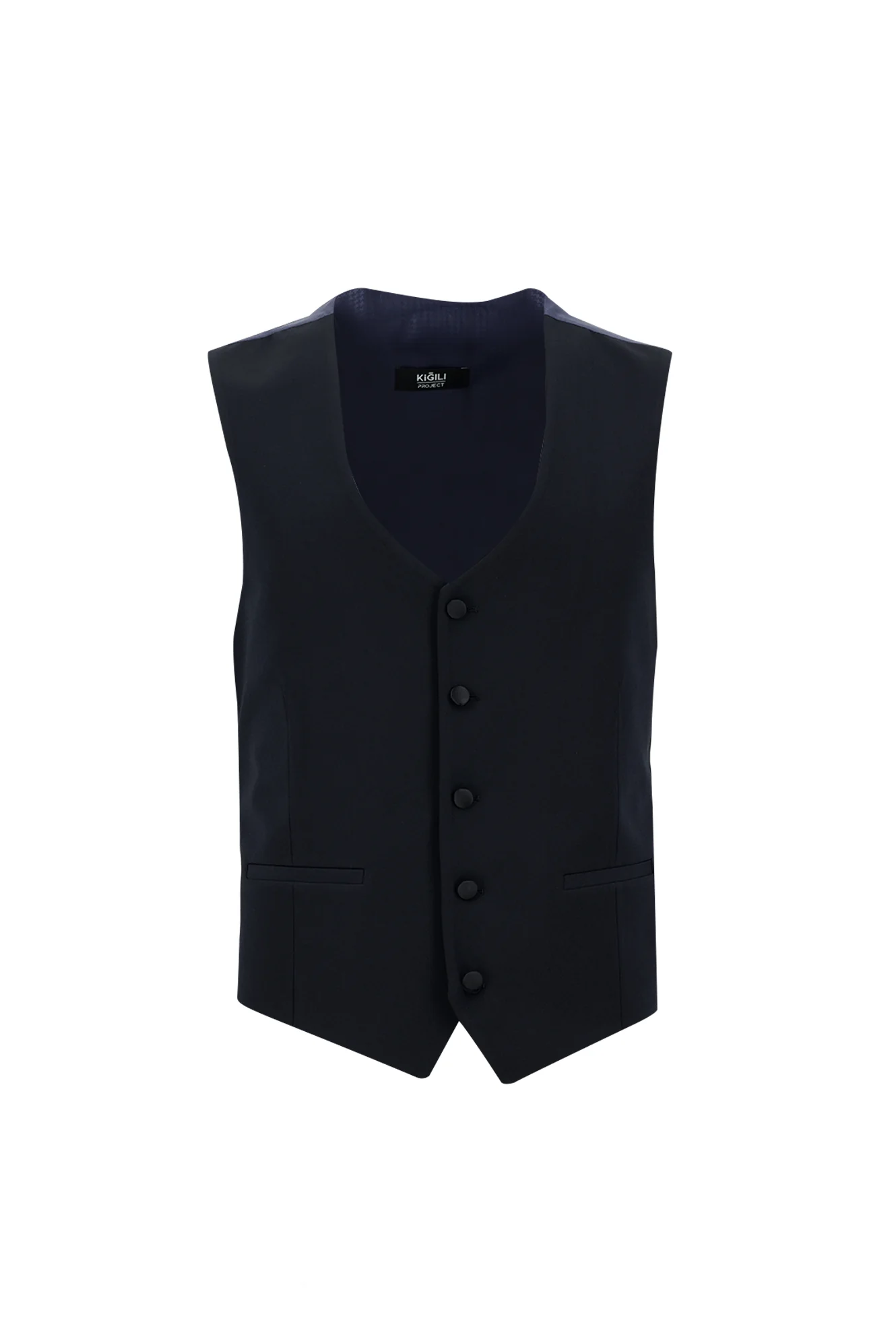 Koyu Lacivert 7 Drop Super Slim Fit Eksra Dar Kesim Fit Sivri Yaka Yelekli Smokin & Damatlık - Image 4