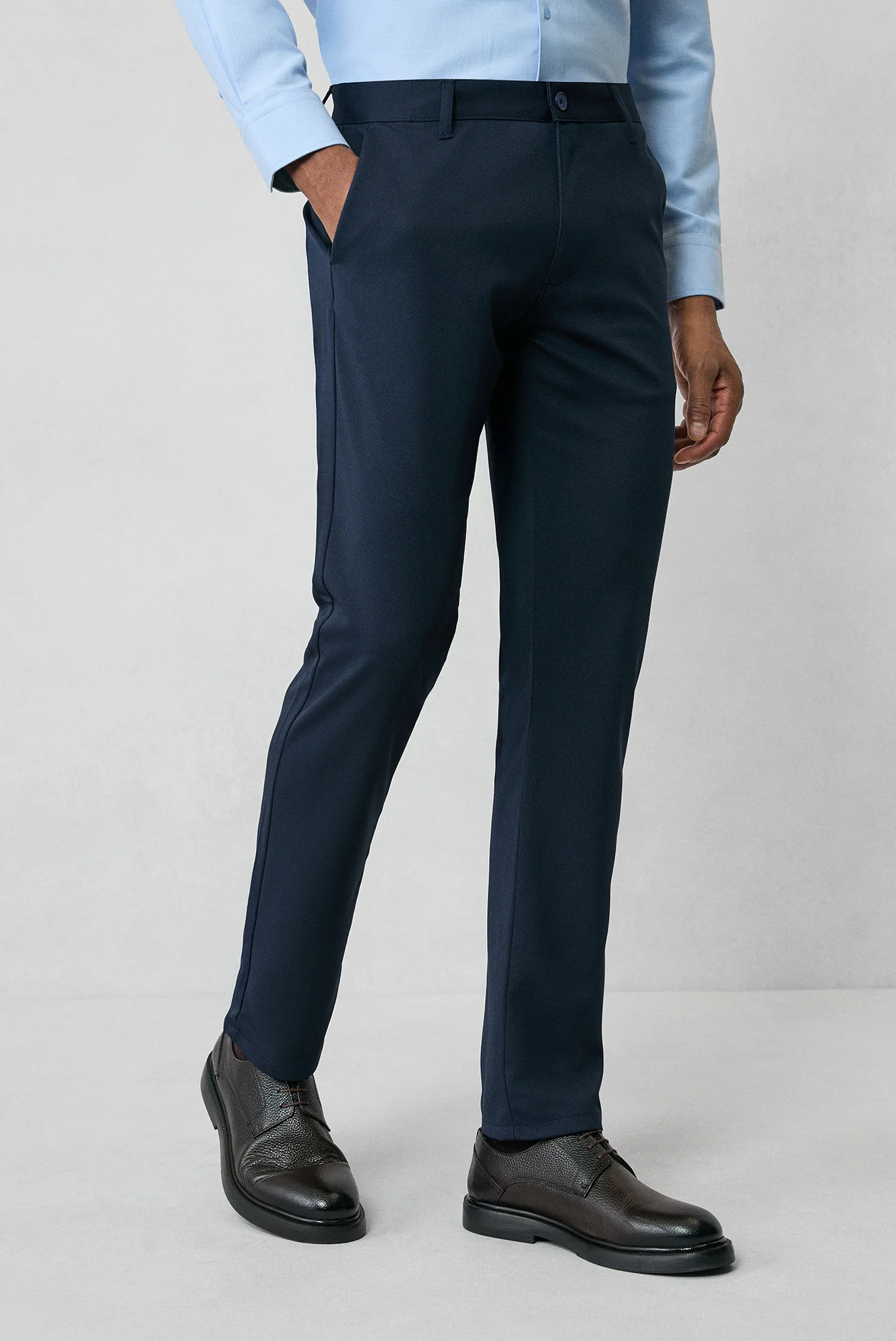 Koyu Lacivert Super Slim Fit Eksra Dar Kesim 4 Mevsim Esnek Chino Spor Pantolon - Image 2
