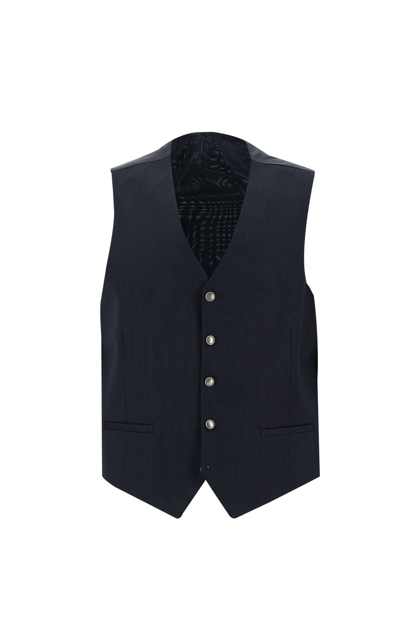 Koyu Lacivert 7 Drop Super Slim Fit Eksra Dar Kesim Fit Desenli Yelekli Takım Elbise - Image 4