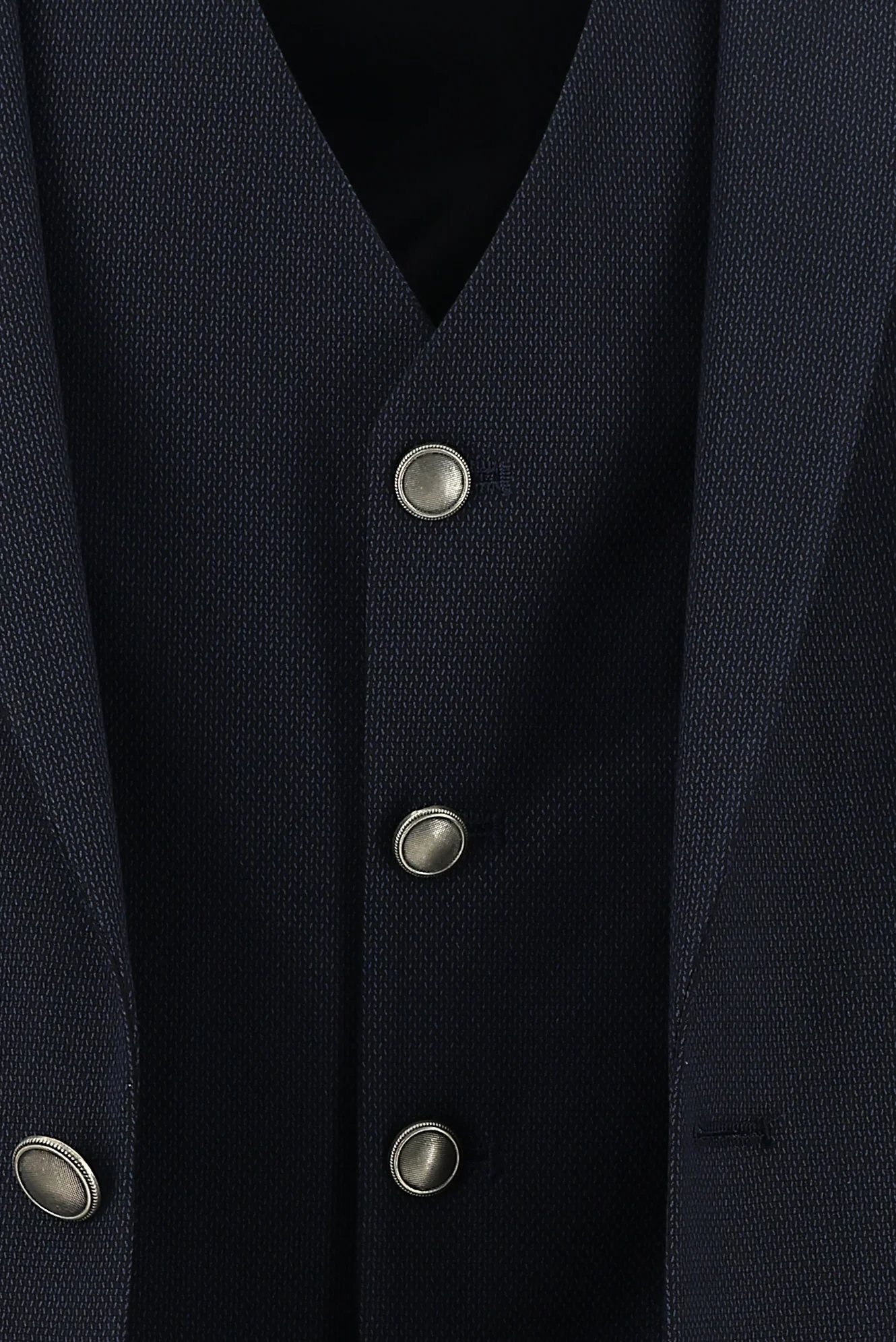 Koyu Lacivert 7 Drop Super Slim Fit Eksra Dar Kesim Fit Desenli Yelekli Takım Elbise - Image 6