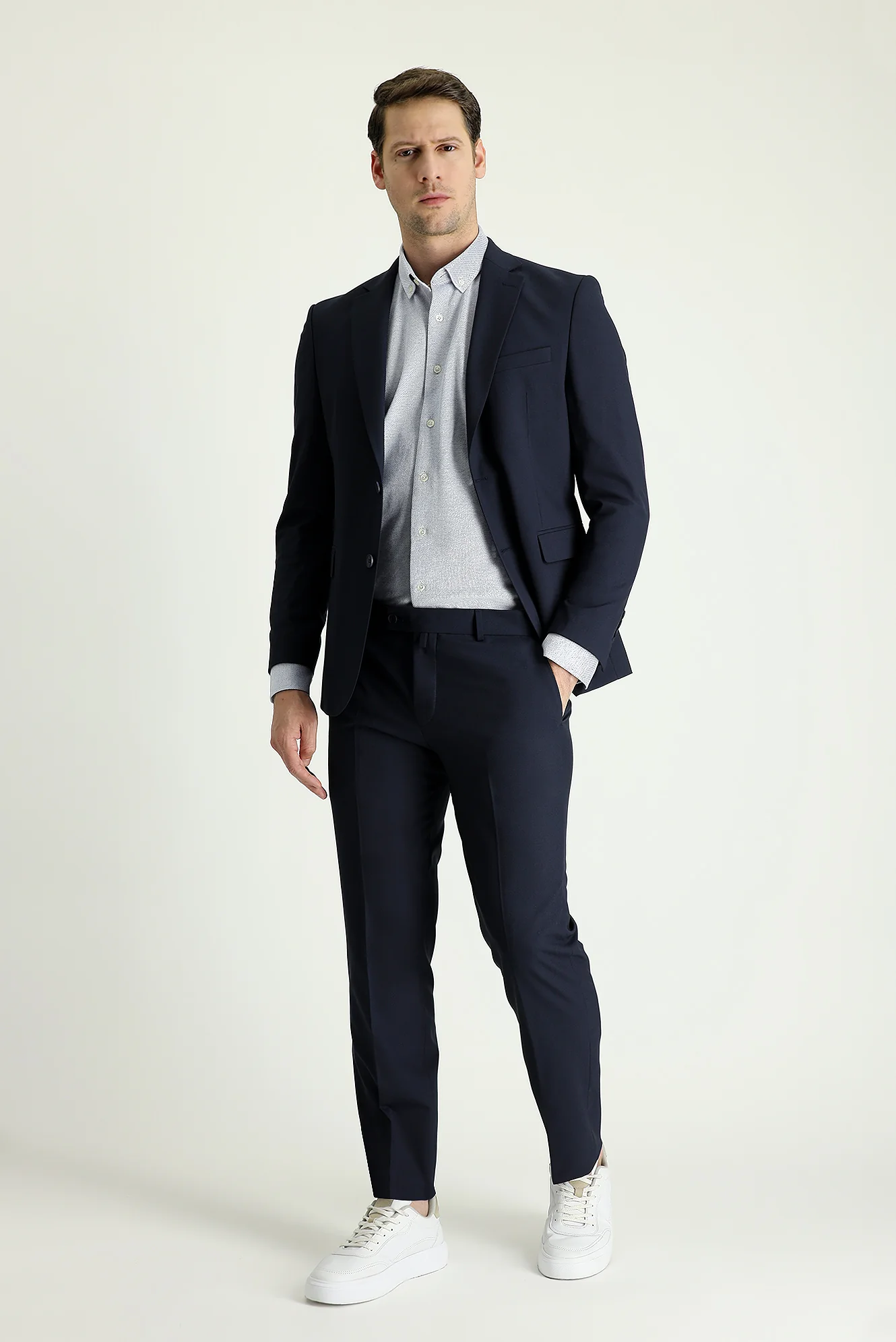 Koyu Lacivert 7 Drop Super Slim Fit Eksra Dar Kesim Takım Elbise