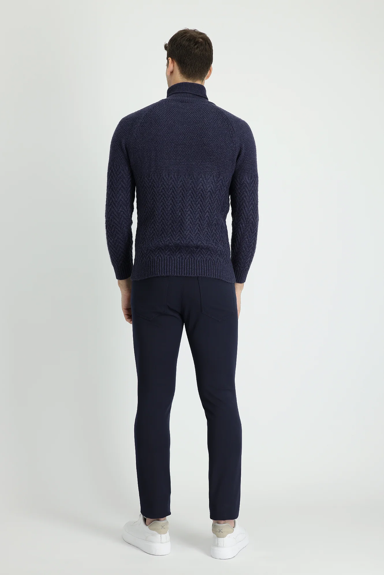 Koyu Lacivert Super Slim Fit Eksra Dar Kesim Likralı Kanvas / Chino Pantolon - Image 3