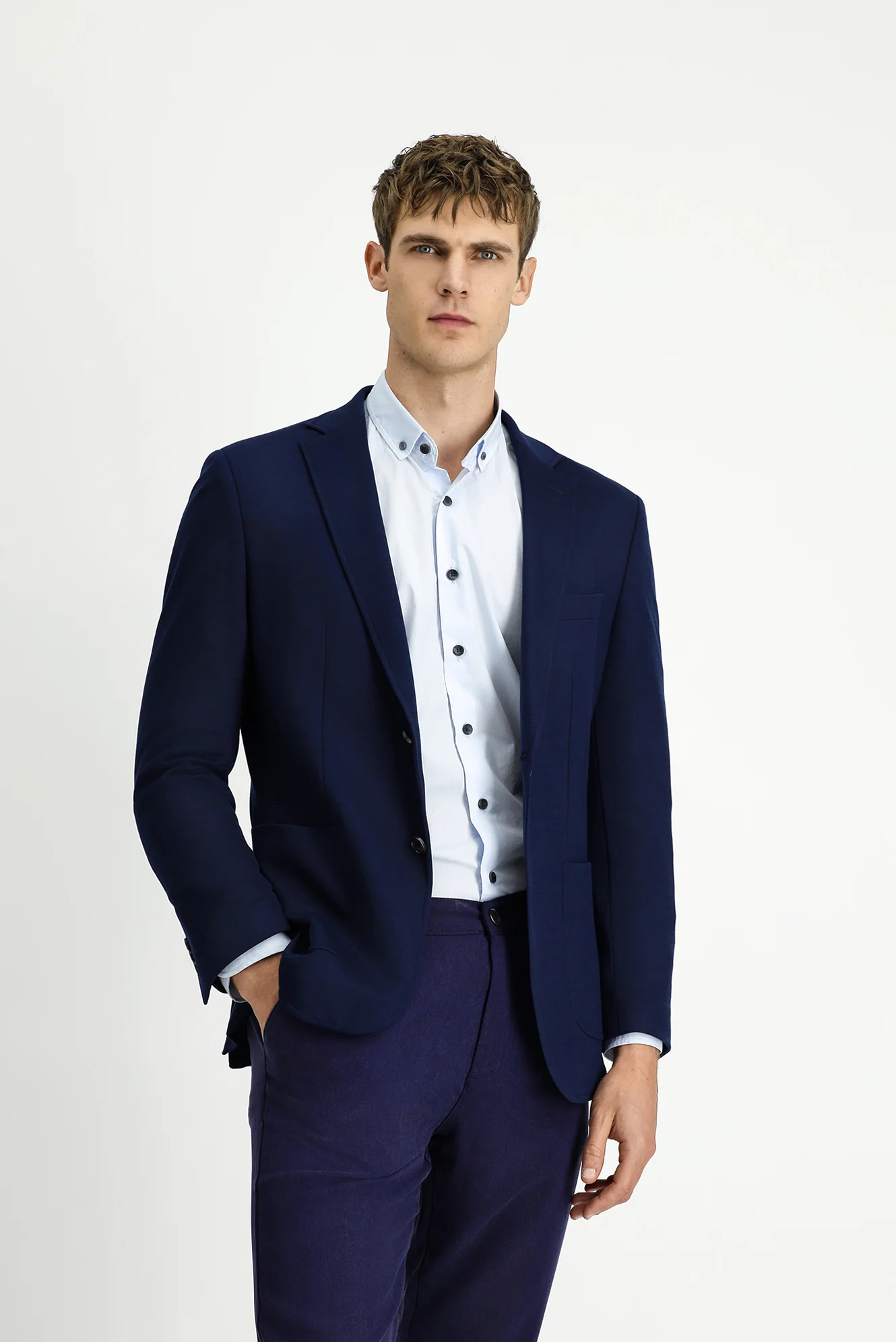 Koyu Lacivert 7 Drop Super Slim Fit Eksra Dar Kesim Likralı Spor Ceket - Image 3