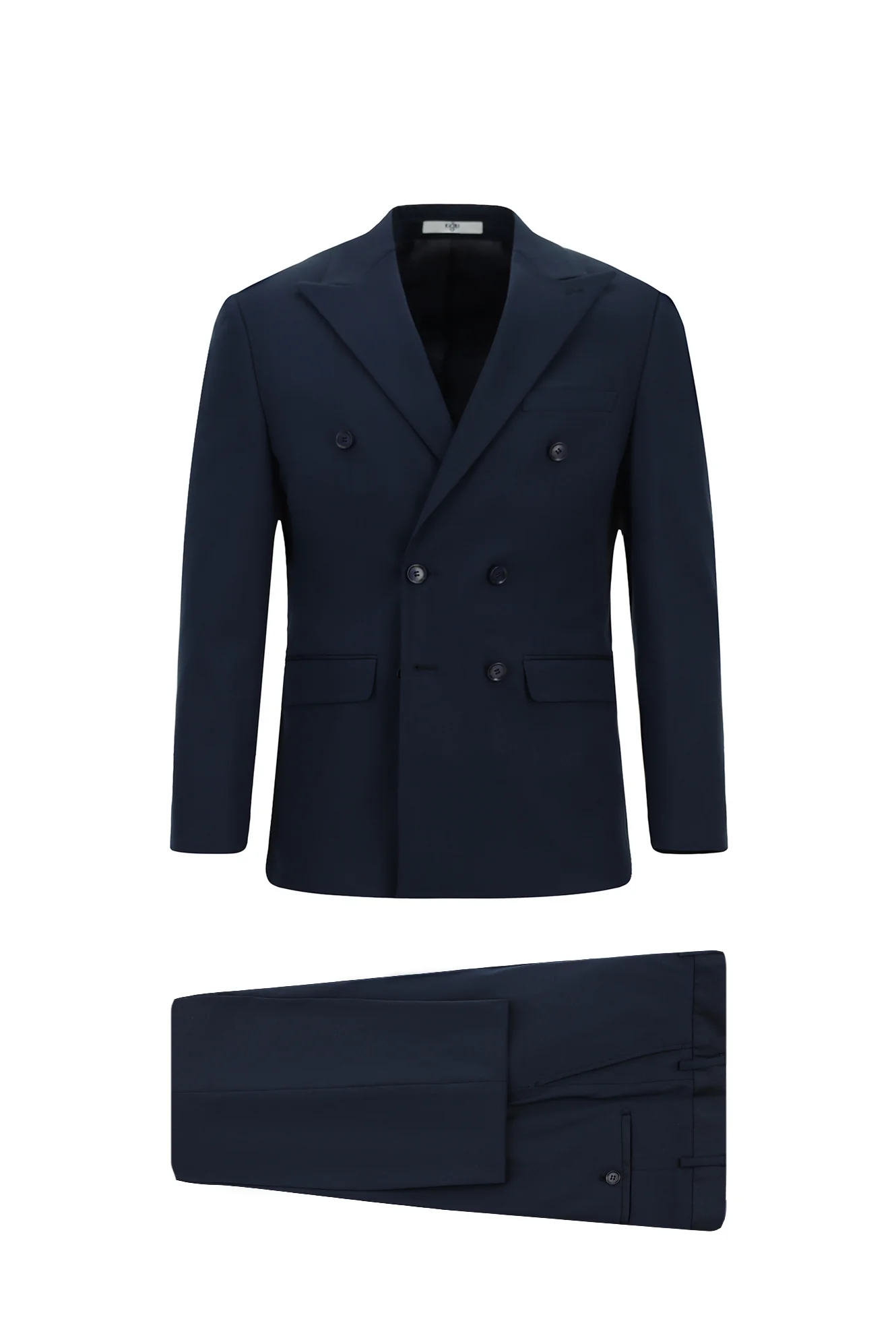 Koyu Lacivert 7 Drop Super Slim Fit Eksra Dar Kesim Pamuklu Lyocell Kruvaze Takım Elbise