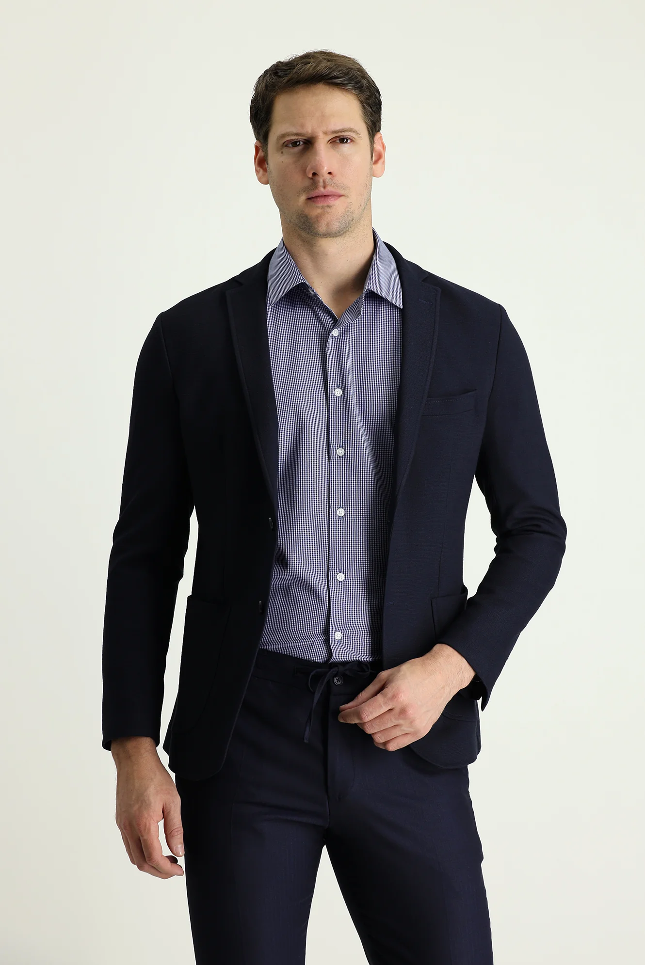 Koyu Lacivert 7 Drop Super Slim Fit Eksra Dar Kesim Fit Spor Ceket