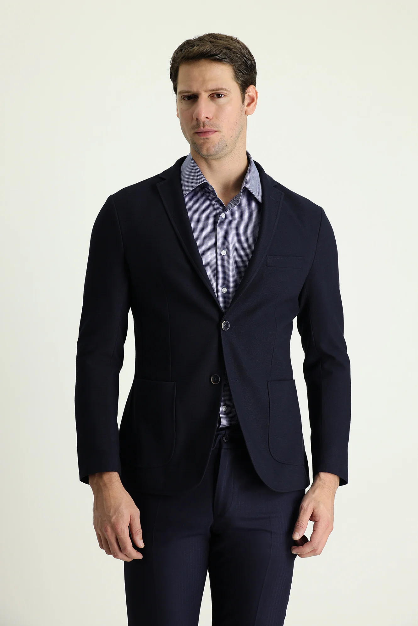 Koyu Lacivert 7 Drop Super Slim Fit Eksra Dar Kesim Fit Spor Ceket - Image 2