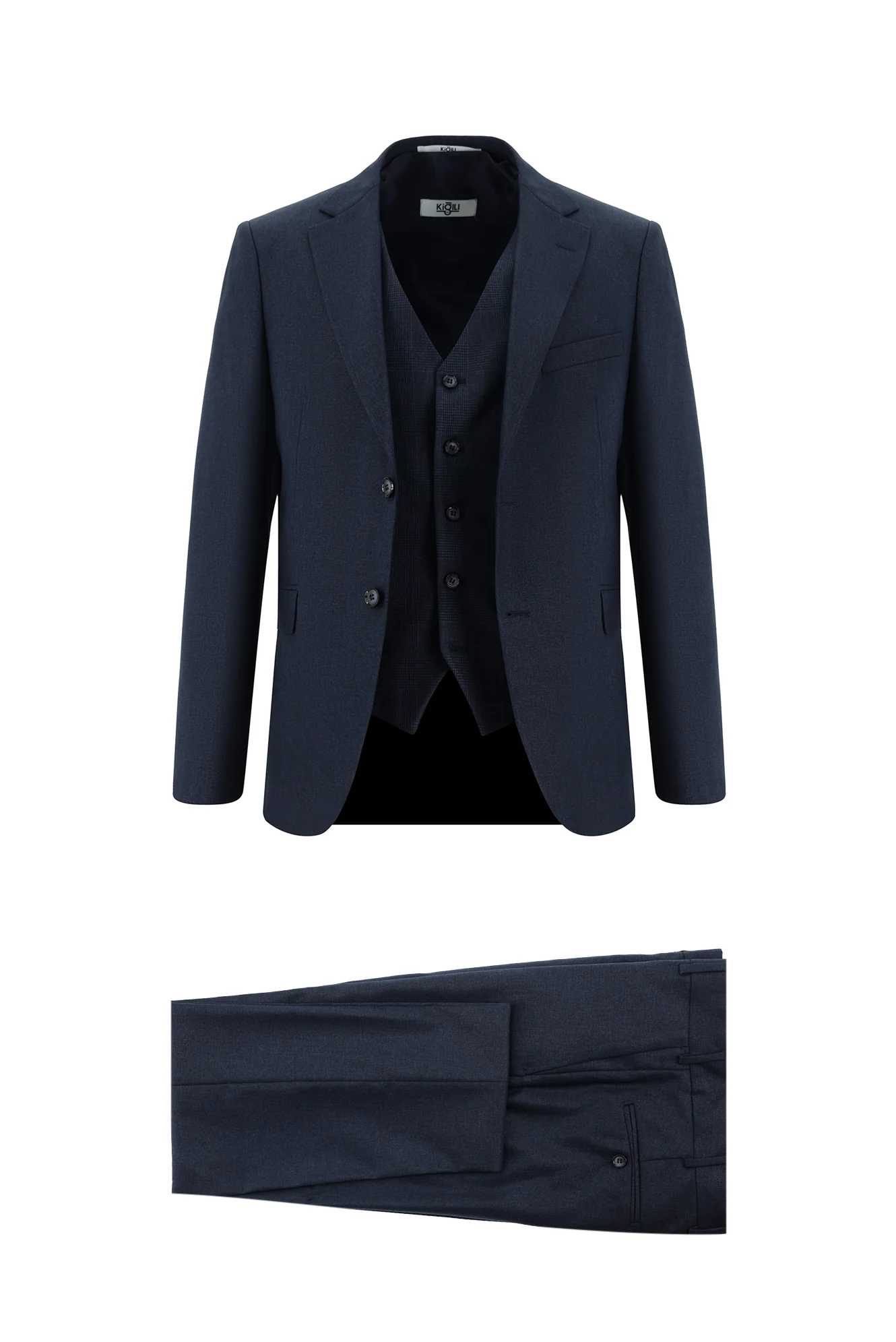 Koyu Lacivert 7 Drop Super Slim Fit Eksra Dar Kesim Yelekli Kombinli Takım Elbise