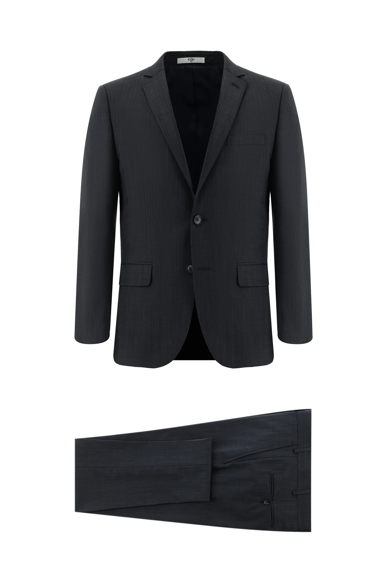 Koyu Lacivert 7 Drop Super Slim Fit Eksra Dar Kesim Yünlü Çizgili Takım Elbise