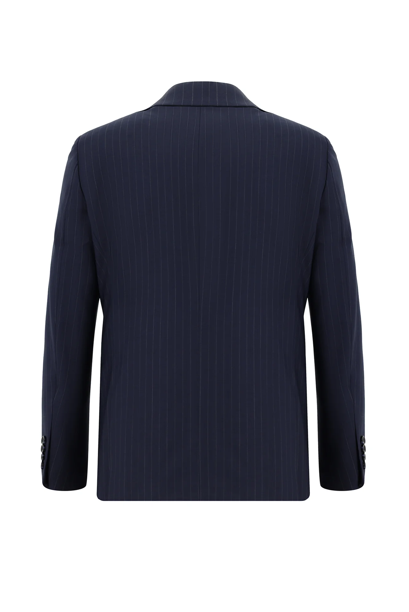 Koyu Lacivert 7 Drop Super Slim Fit Eksra Dar Kesim Yünlü Çizgili Takım Elbise - Image 3