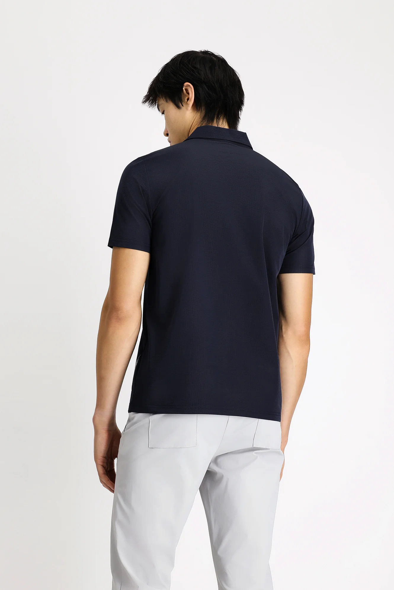 Koyu Lacivert Techno-Line Polo Yaka Regular Fit Baskılı Tişört - Image 6