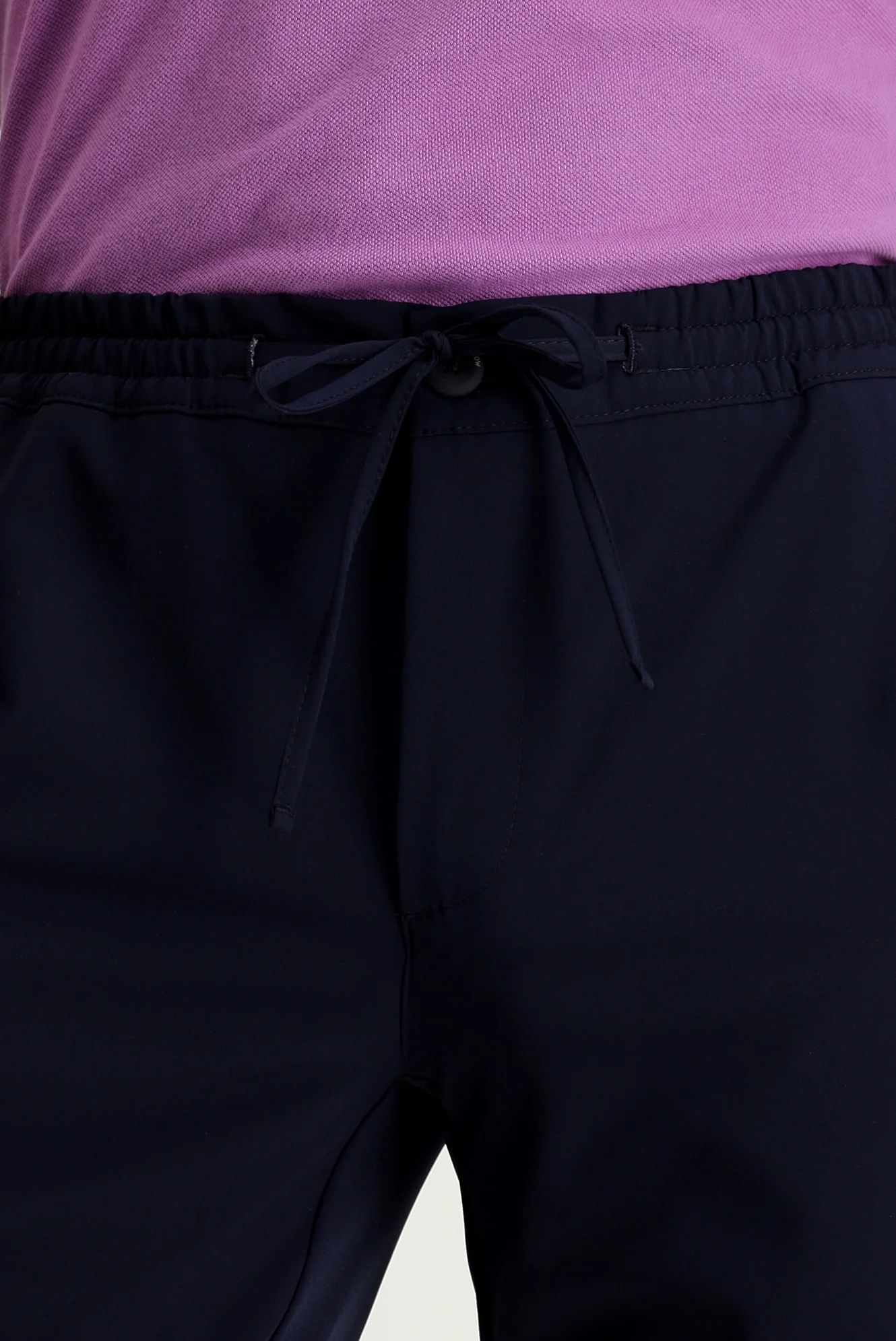 Koyu Lacivert Techno-Line 7 Drop Slim Fit Dar Kesim Beli Lastikli İpli Likralı Klasik Kumaş Pantolon - Image 5