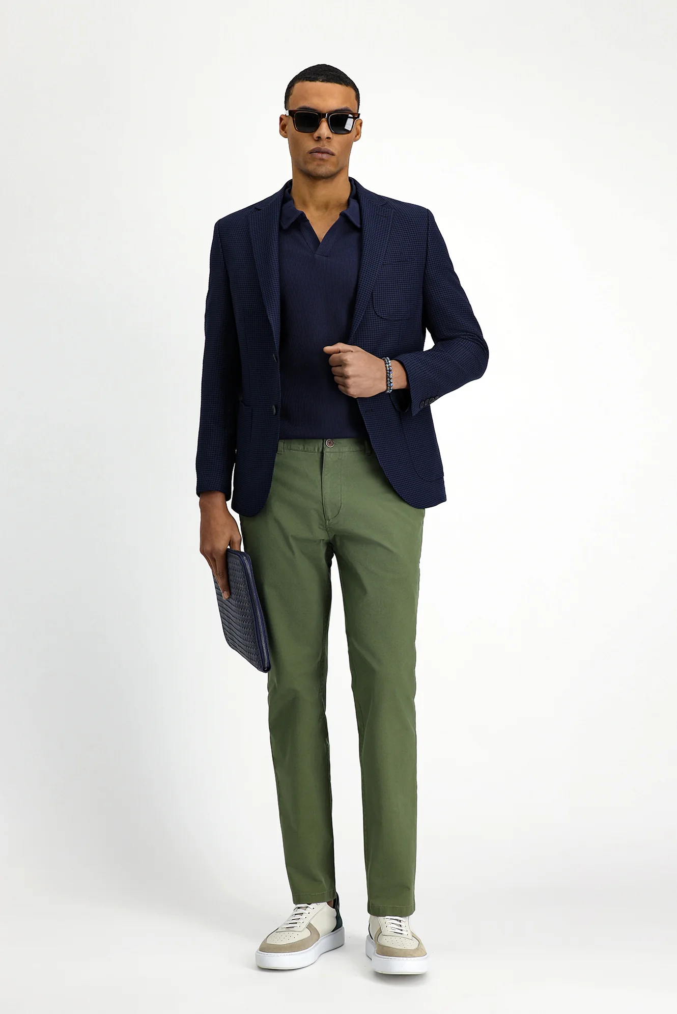 Koyu Lacivert Techno-Line 7 Drop Slim Fit Dar Kesim Likralı Ceket - Image 2