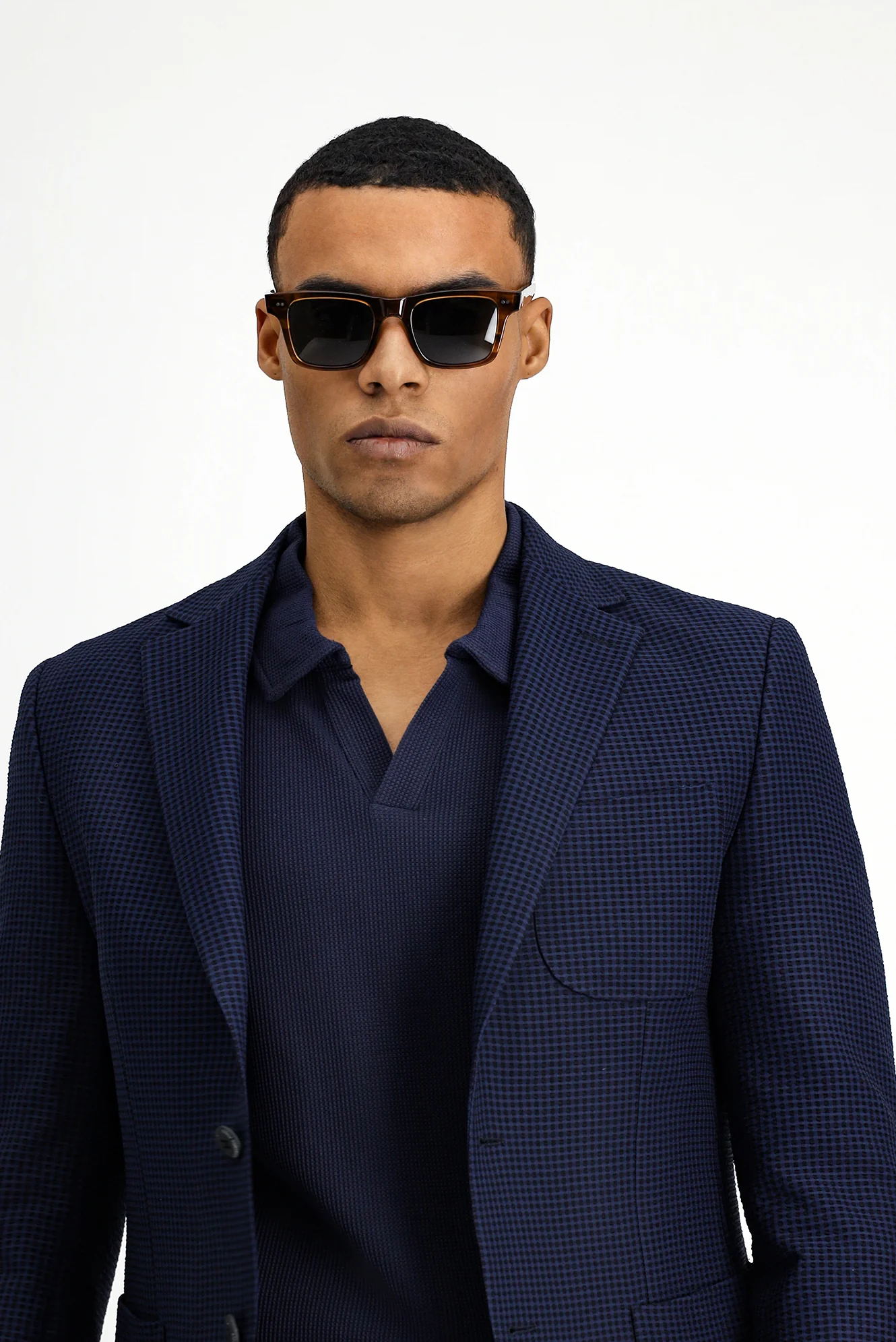 Koyu Lacivert Techno-Line 7 Drop Slim Fit Dar Kesim Likralı Ceket - Image 4
