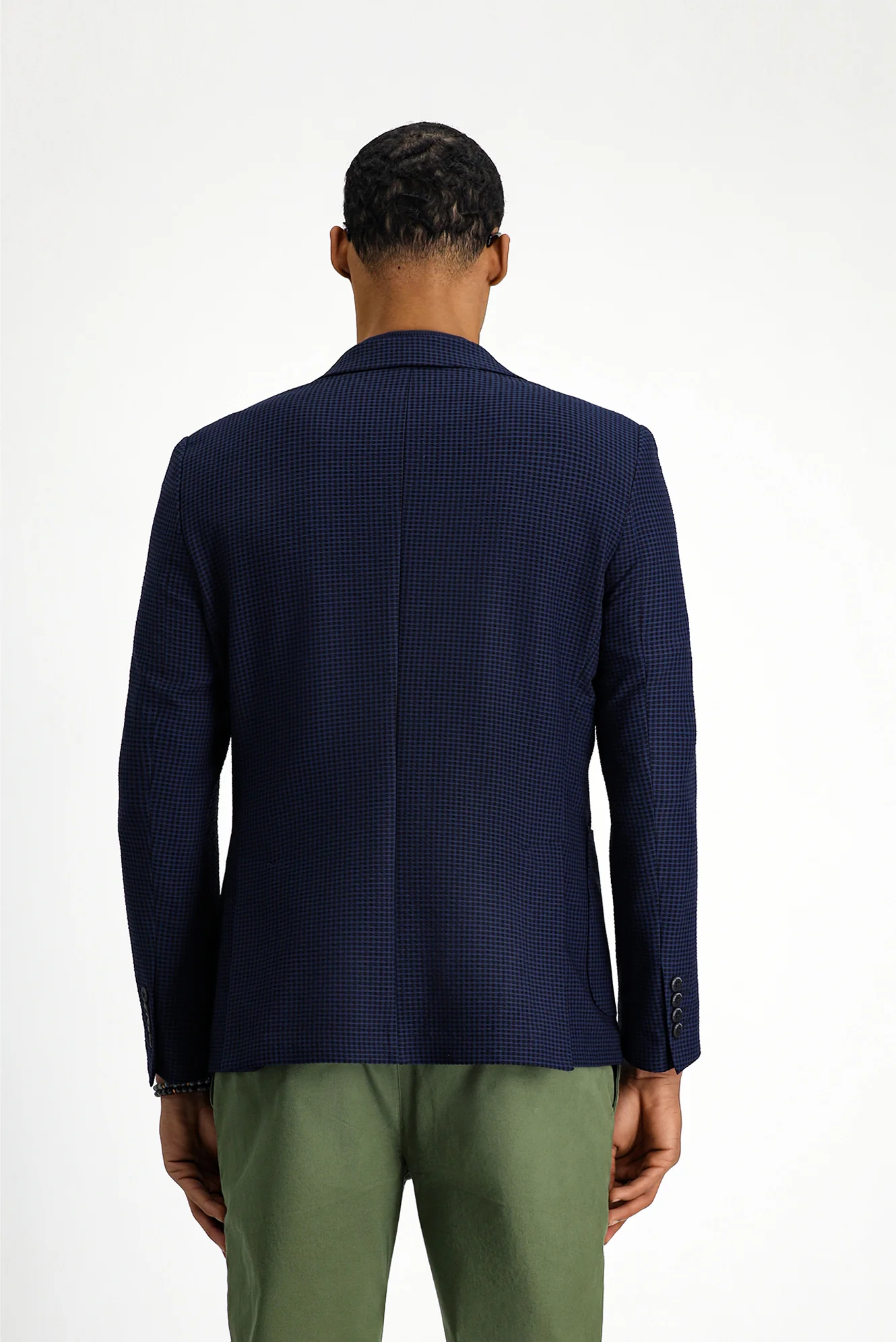 Koyu Lacivert Techno-Line 7 Drop Slim Fit Dar Kesim Likralı Ceket - Image 5