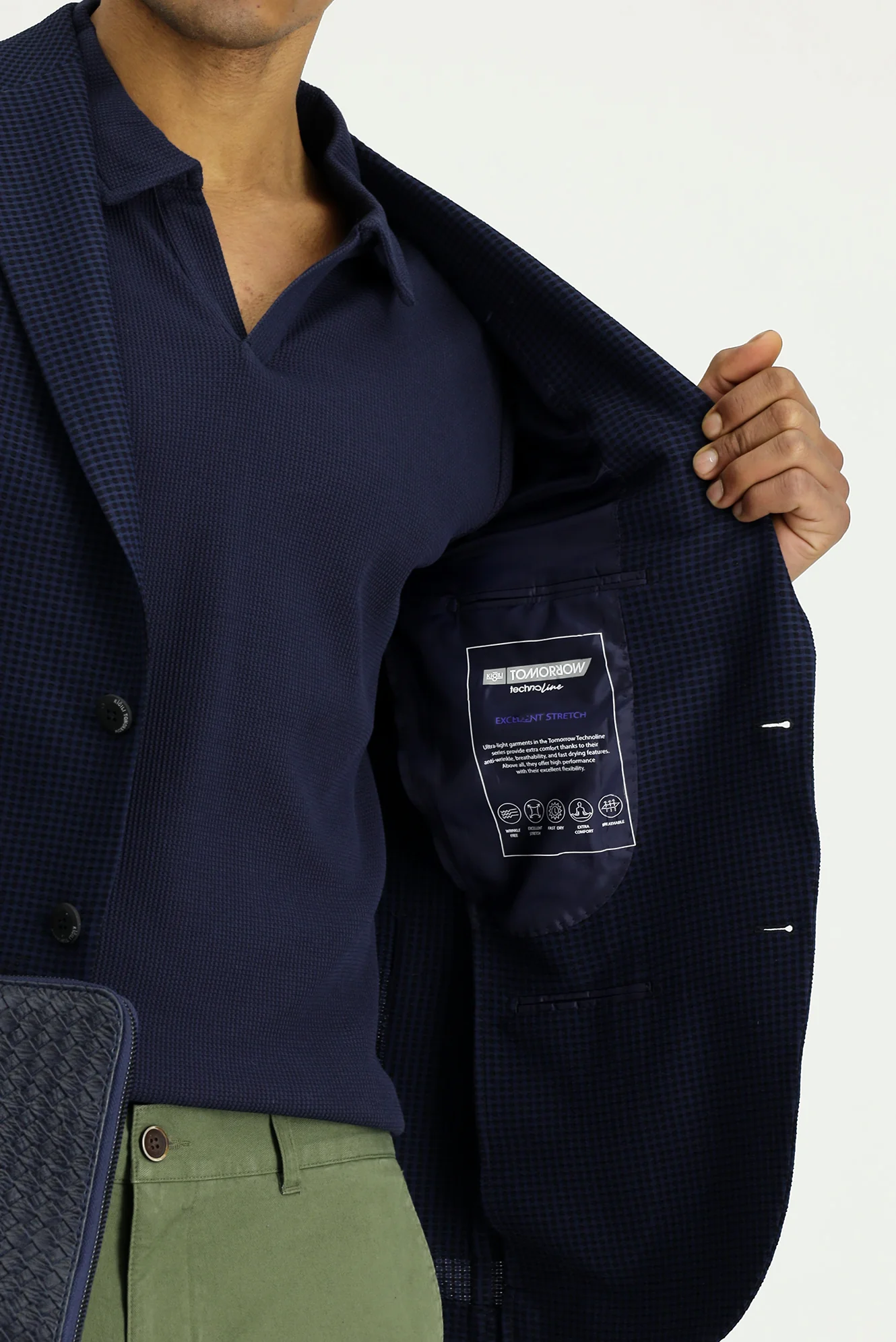 Koyu Lacivert Techno-Line 7 Drop Slim Fit Dar Kesim Likralı Ceket - Image 6