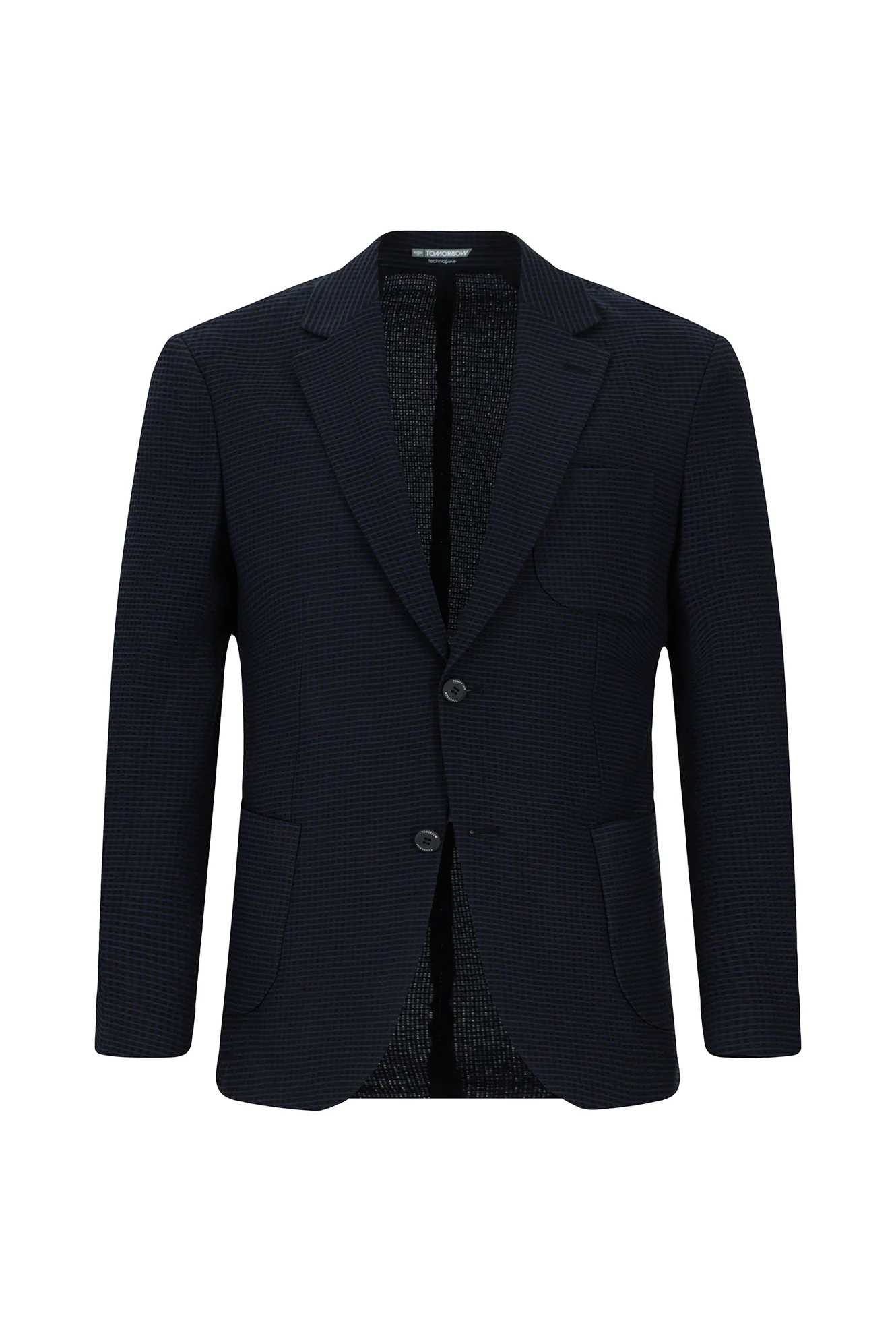 Koyu Lacivert Techno-Line 7 Drop Slim Fit Dar Kesim Likralı Ceket - Image 7