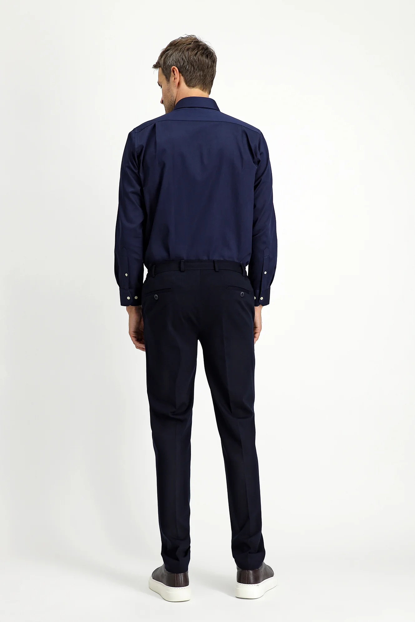 Koyu Lacivert Techno-Line 7 Drop Slim Fit Dar Kesim Likralı Örme Klasik Kumaş Pantolon - Image 5