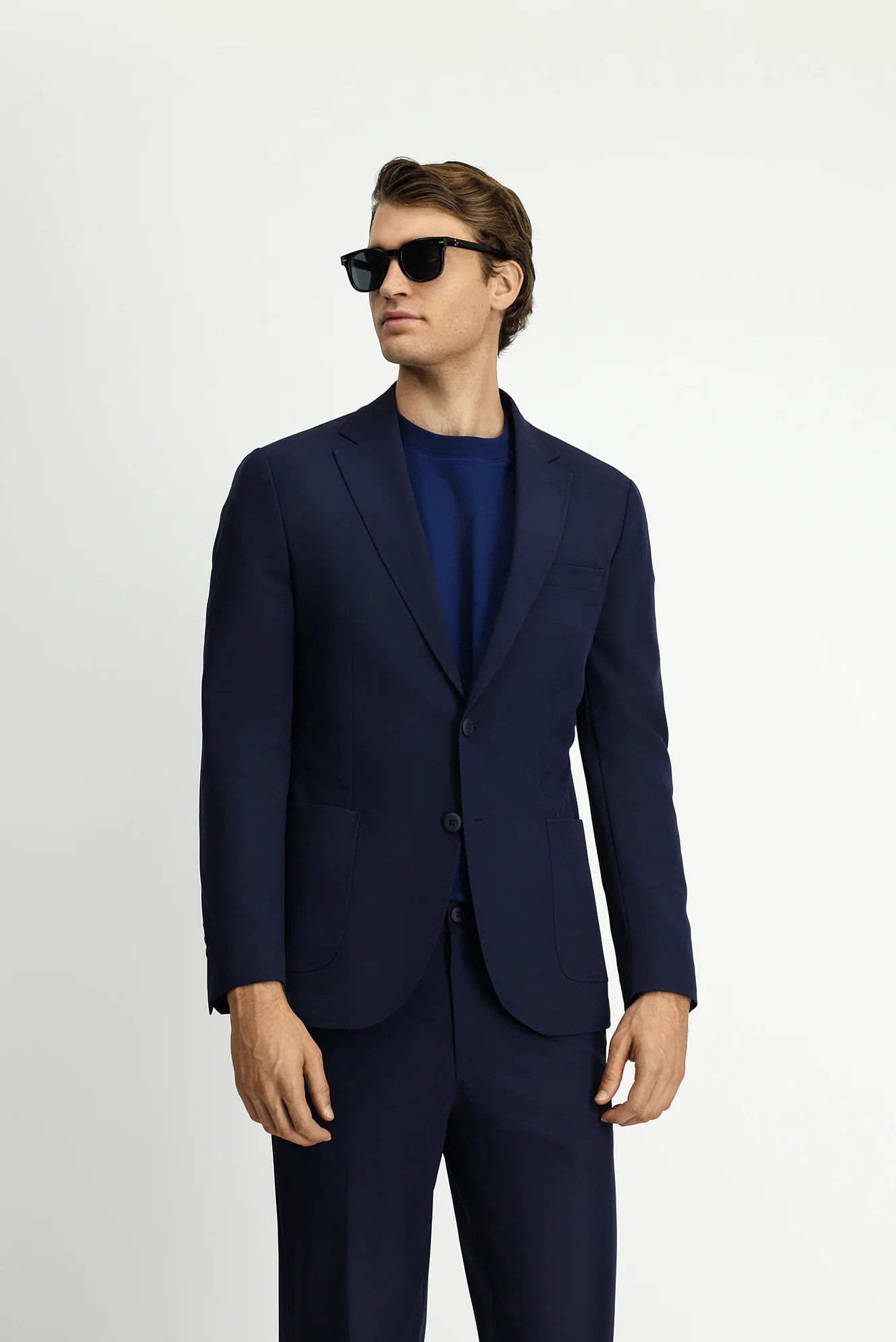 Koyu Lacivert Techno-Line 7 Drop Slim Fit Dar Kesim Likralı Takım Elbise - Image 3