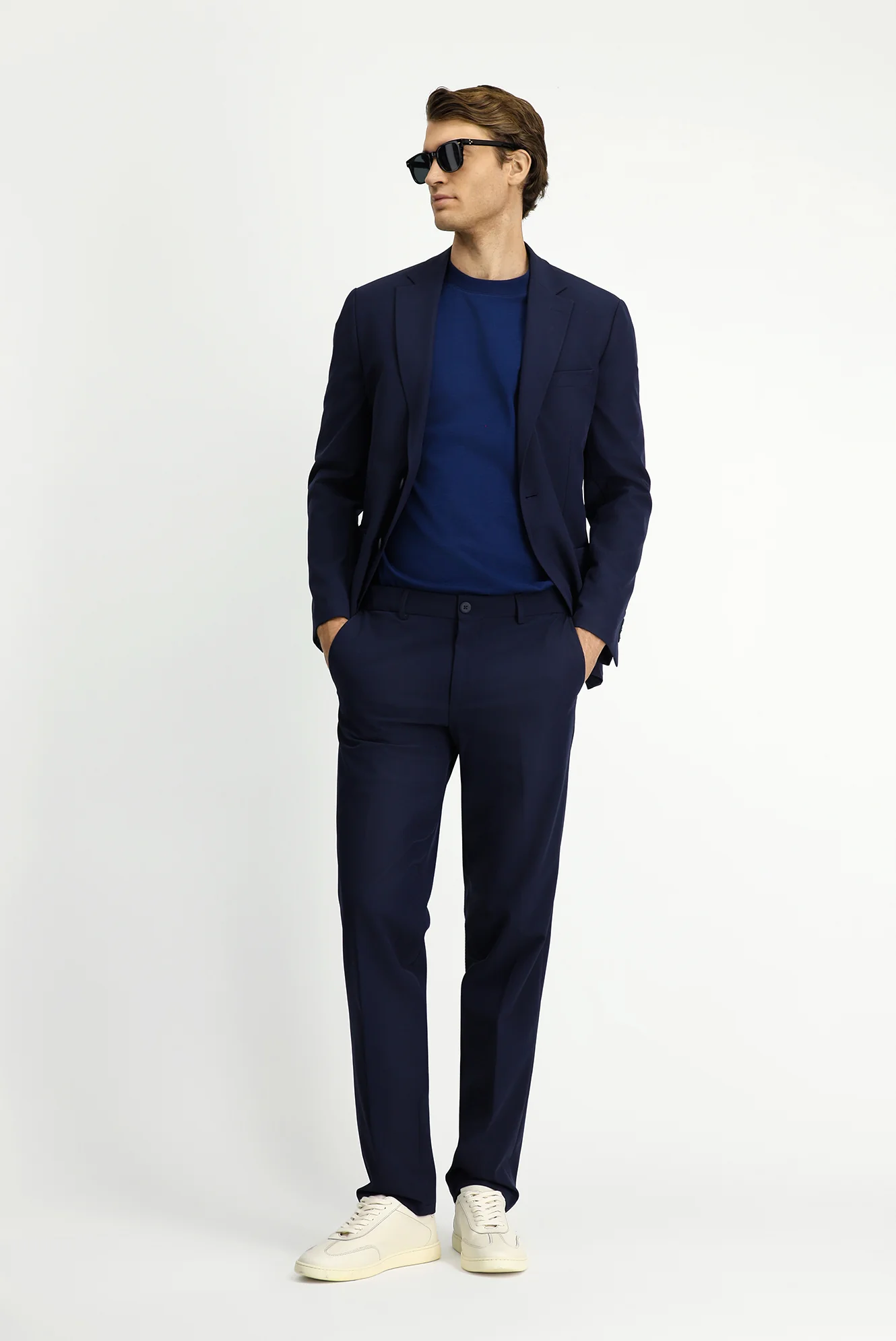 Koyu Lacivert Techno-Line 7 Drop Slim Fit Dar Kesim Likralı Takım Elbise - Image 4
