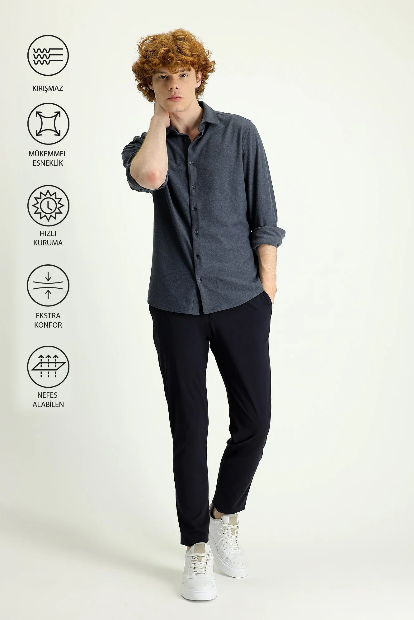 Koyu Lacivert 7 Drop Slim Fit Dar Kesim Techno-Line Jogger Pantolon