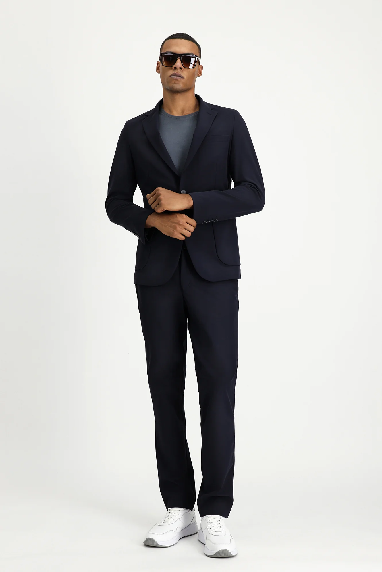 Koyu Lacivert Techno-Line 7 Drop Super Slim Fit Eksra Dar Kesim Takım Elbise - Image 3