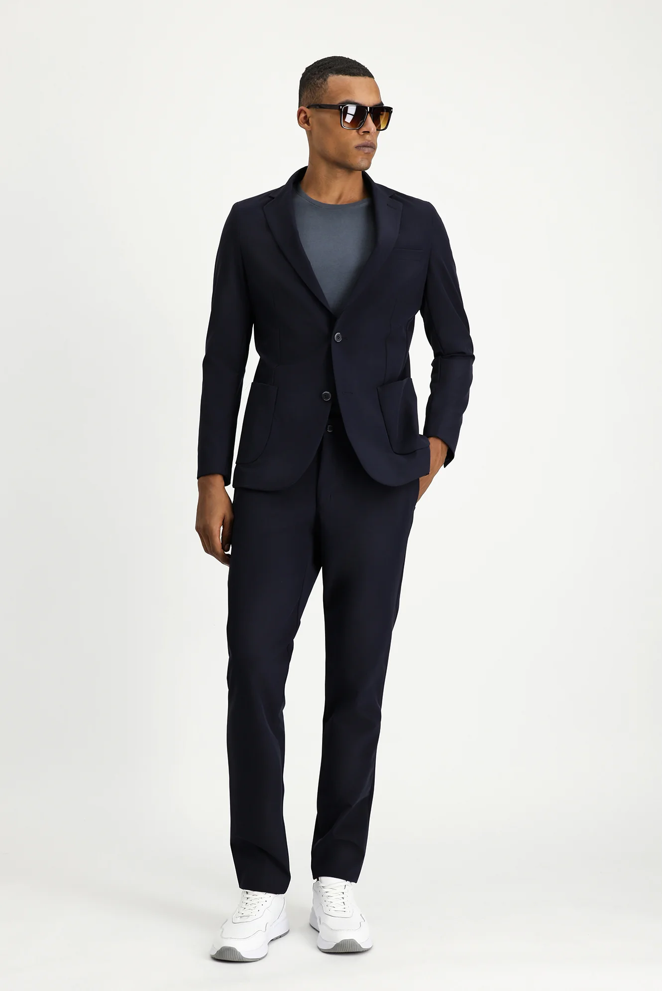 Koyu Lacivert Techno-Line 7 Drop Super Slim Fit Eksra Dar Kesim Takım Elbise - Image 4