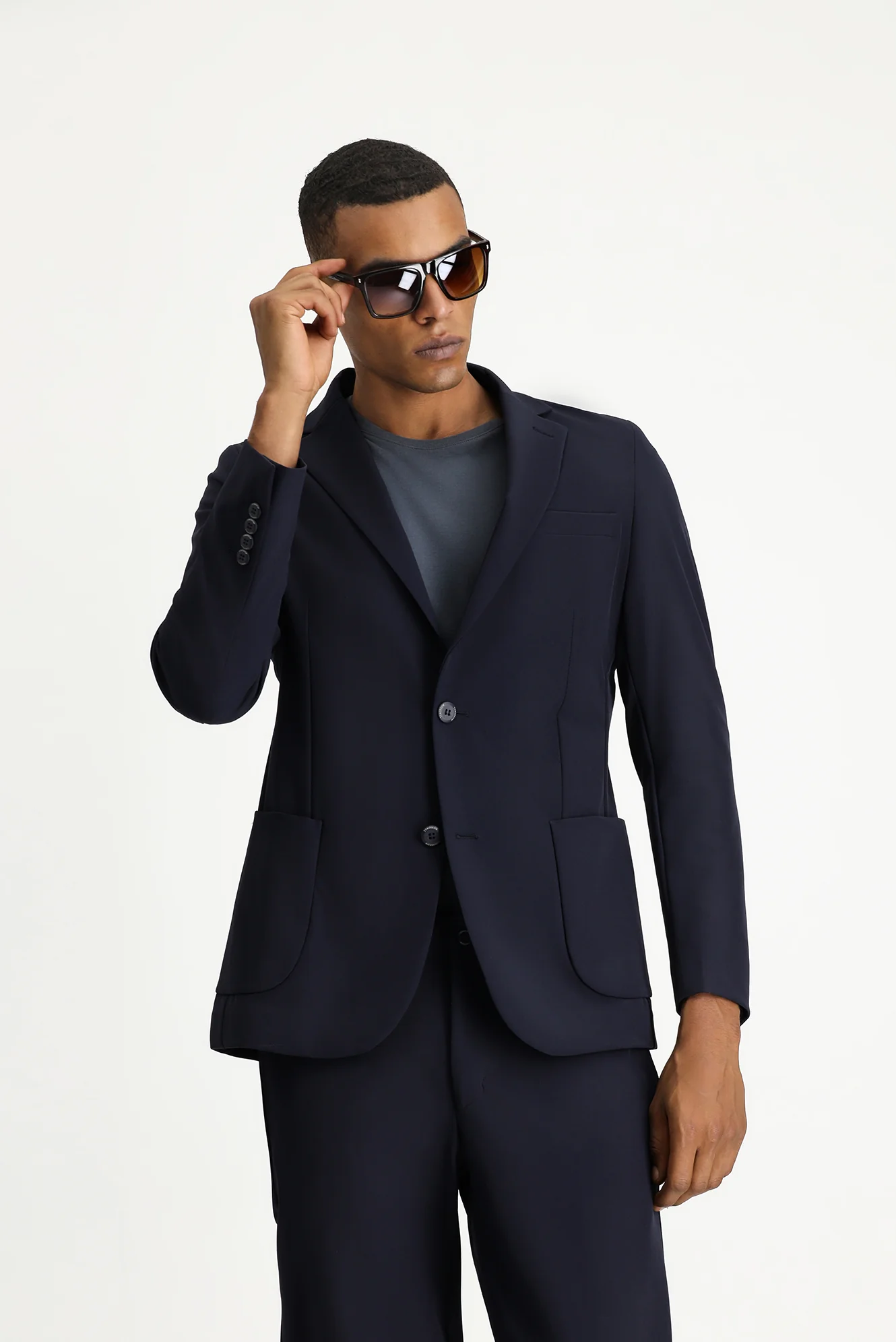Koyu Lacivert Techno-Line 7 Drop Super Slim Fit Eksra Dar Kesim Takım Elbise - Image 5