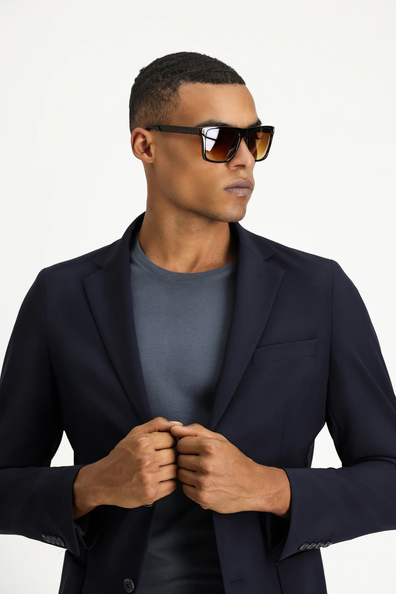 Koyu Lacivert Techno-Line 7 Drop Super Slim Fit Eksra Dar Kesim Takım Elbise - Image 6