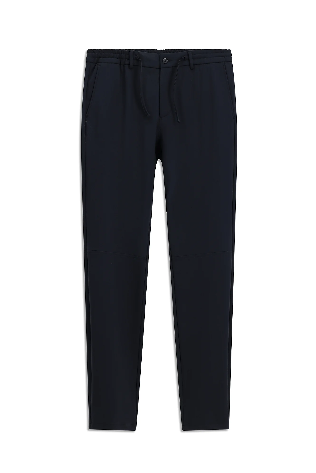 Koyu Lacivert Techno-Line 7 Drop Super Slim Fit Eksra Dar Kesim Likralı Beli Lastikli İpli Klasik Kumaş Pantolon - Image 7