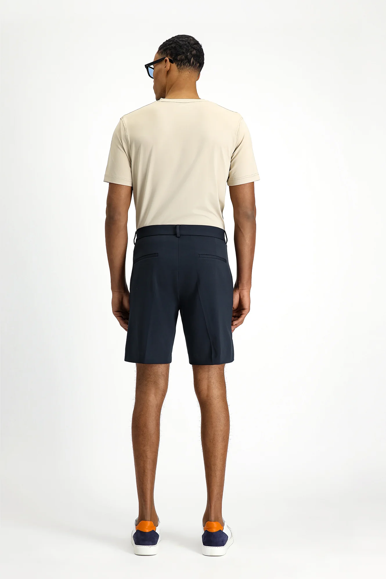 Koyu Lacivert Super Slim Fit Eksra Dar Kesim Techno-Line Likralı Pileli Şort - Image 3