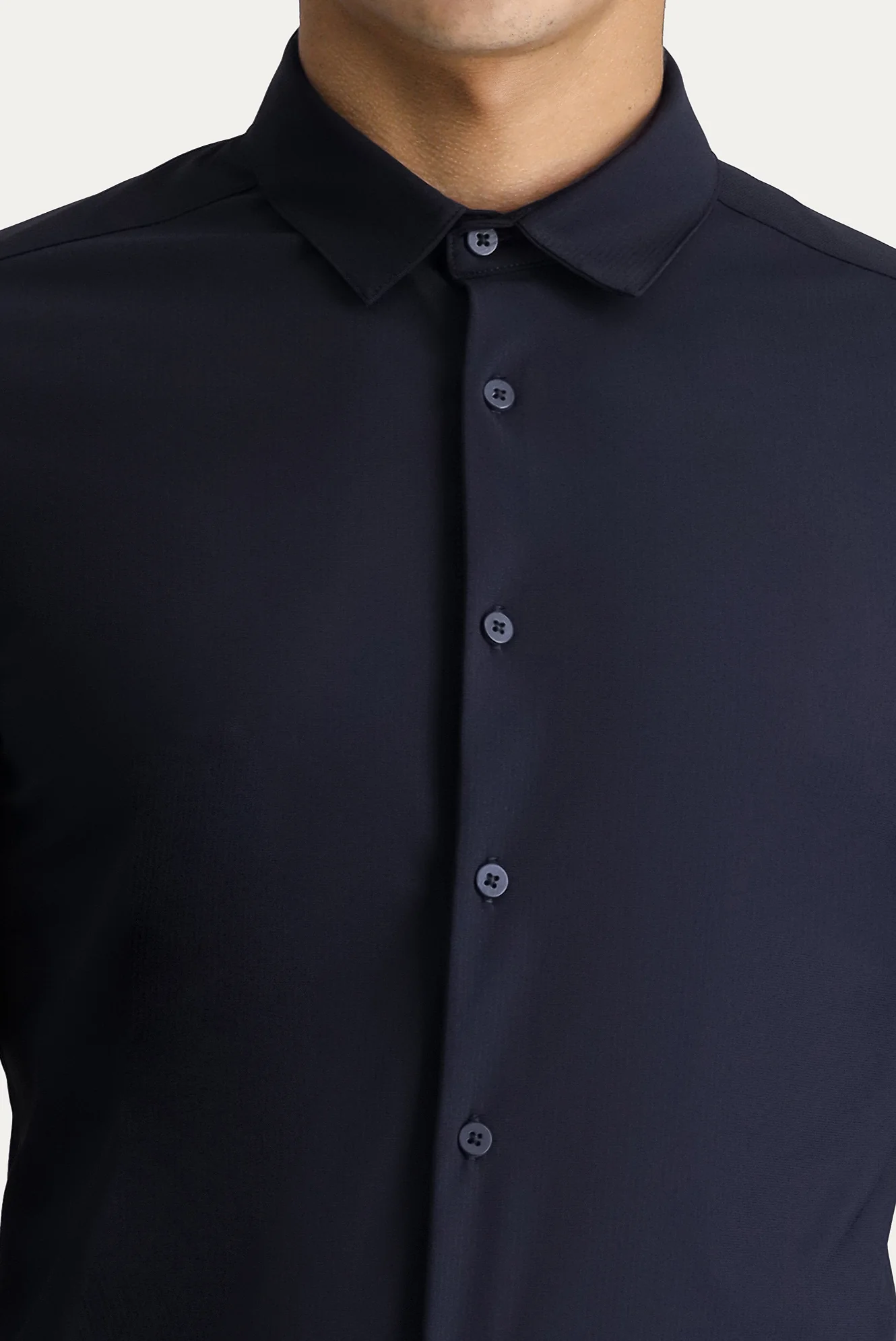 Koyu Lacivert Techno-Line Uzun Kol Slim Fit Dar Kesim Gömlek - Image 5