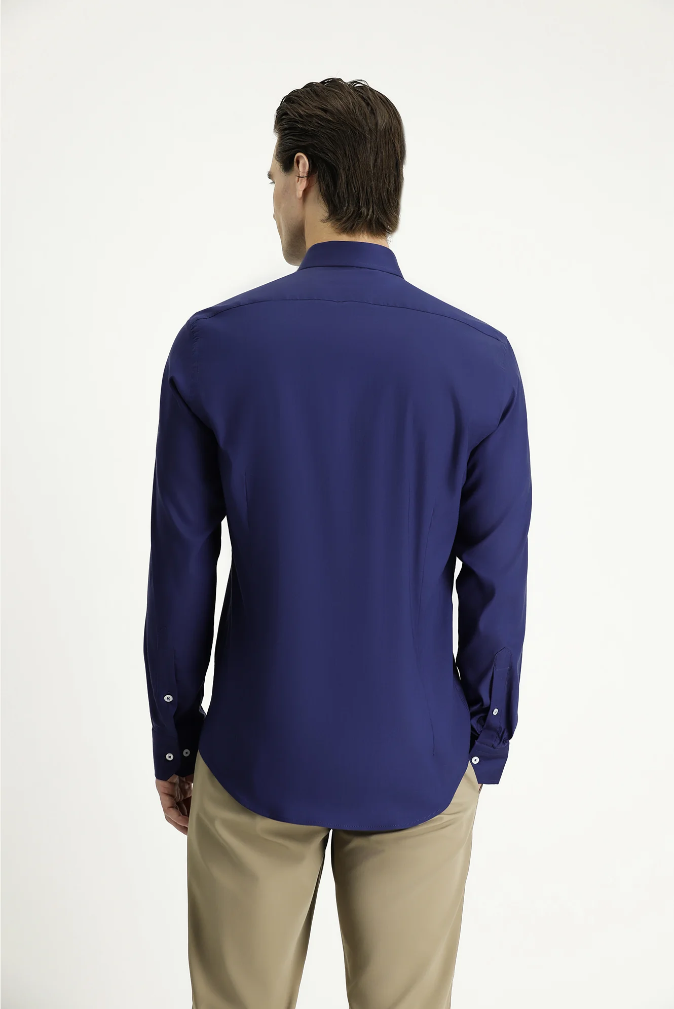 Koyu Lacivert Techno-Line Uzun Kol Slim Fit Dar Kesim Klasik Gömlek - Image 5