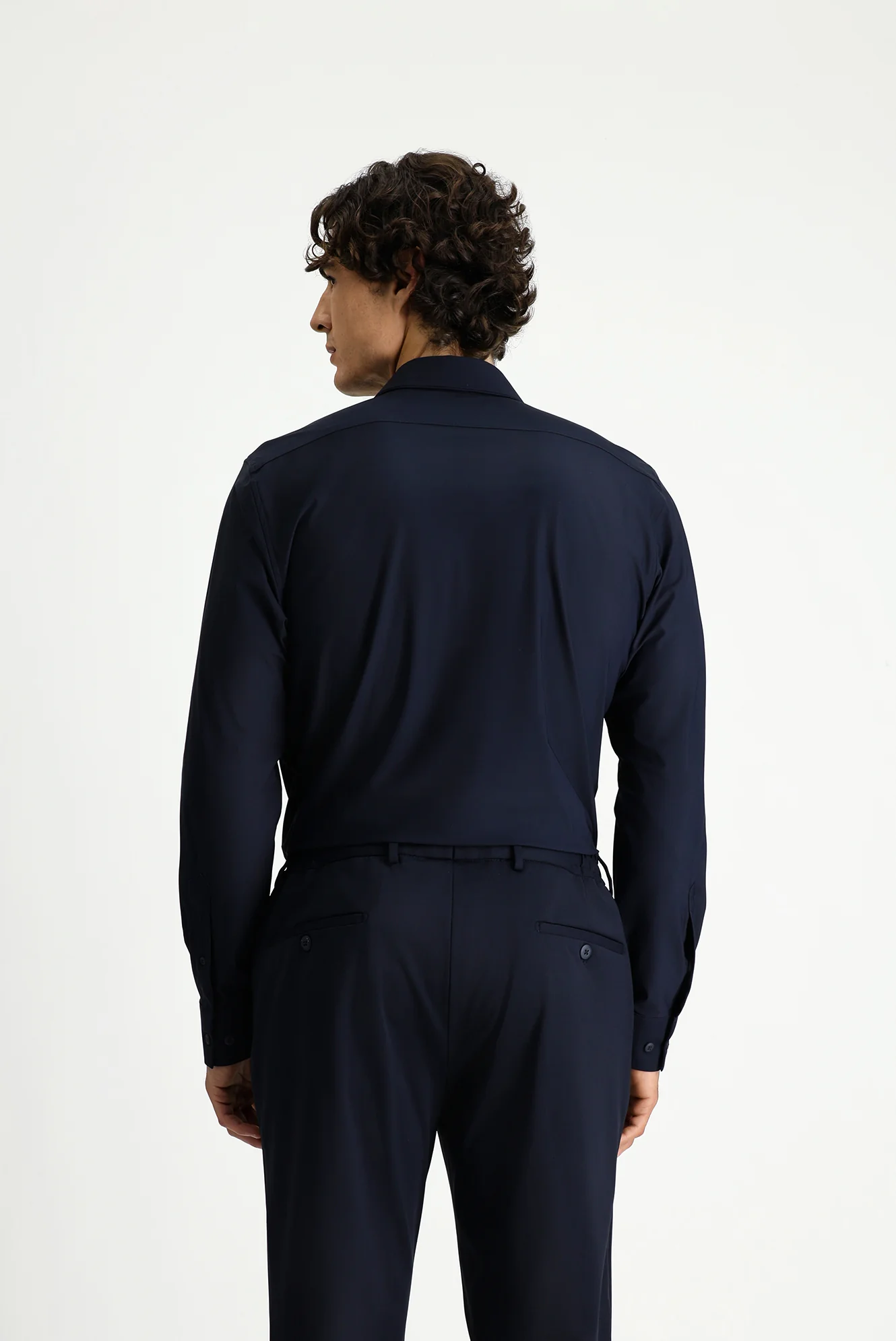 Koyu Lacivert Techno-Line Uzun Kol Slim Fit Dar Kesim Klasik Likralı Gömlek - Image 5