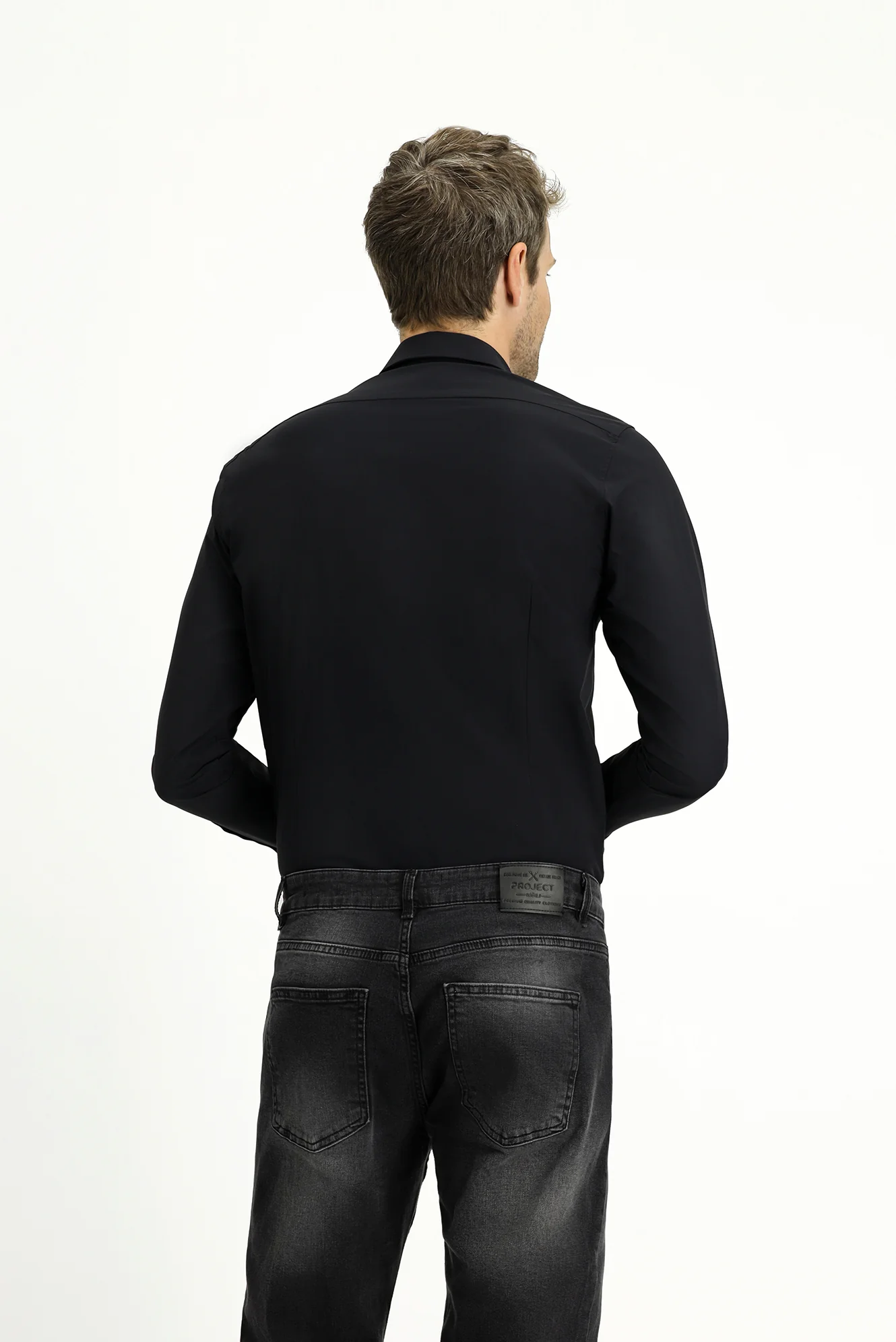 Koyu Lacivert Techno-Line Uzun Kol Slim Fit Dar Kesim Likralı Gömlek - Image 4
