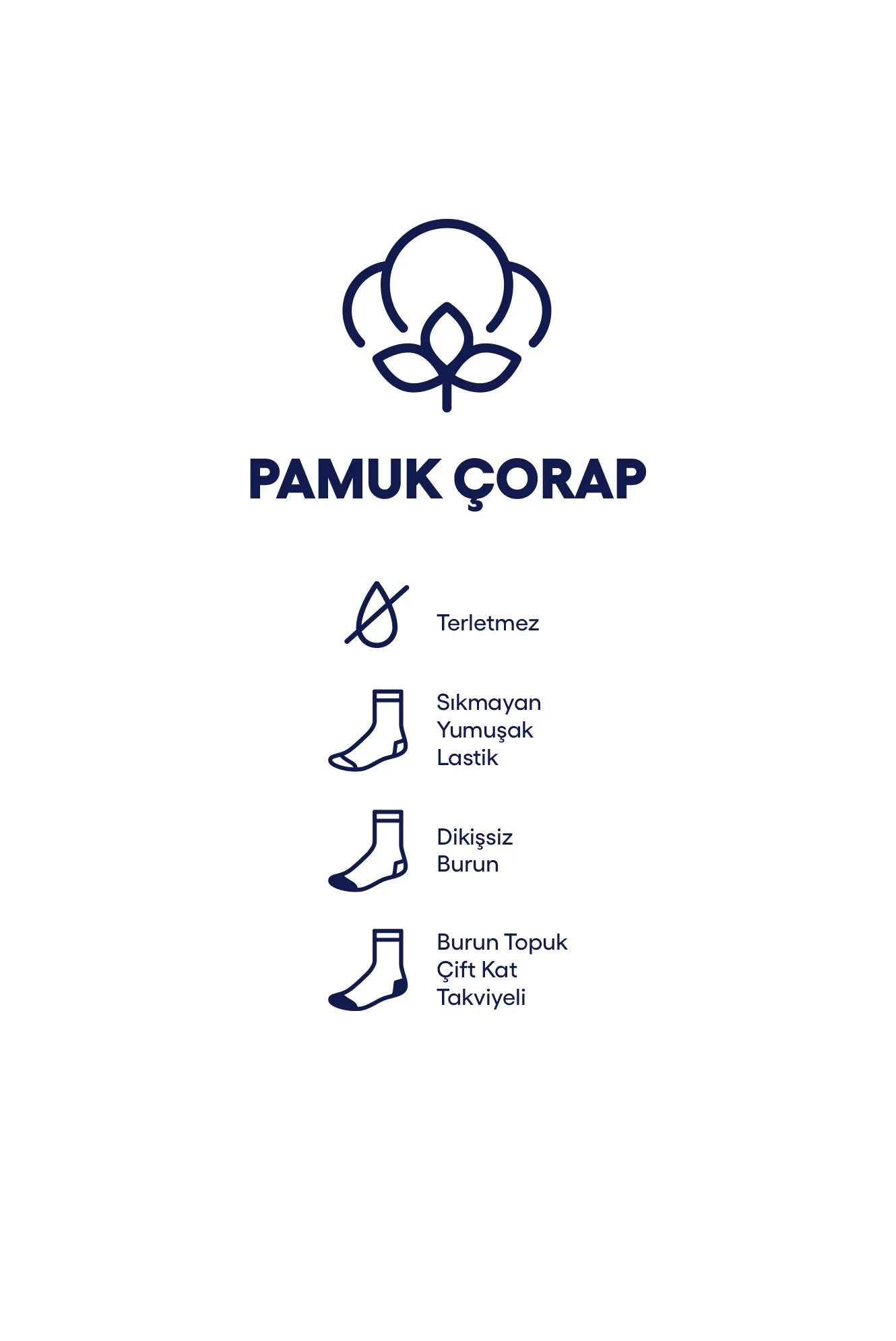 Koyu Lacivert 2'li Düz Pamuklu Çorap Seti - Image 2